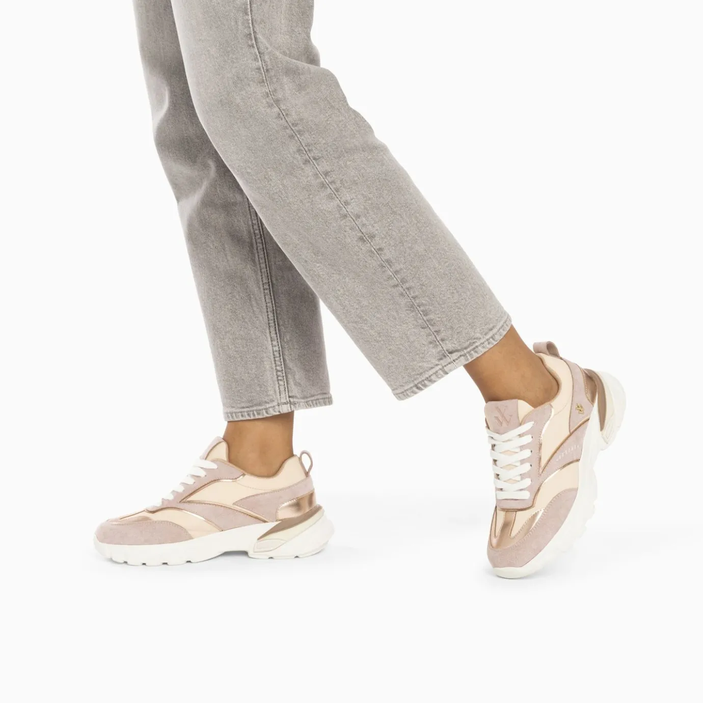 Vanessa Wu Sneakers | Baskets Alexane Lilas Et Rose Gold A Semelle Epaisse