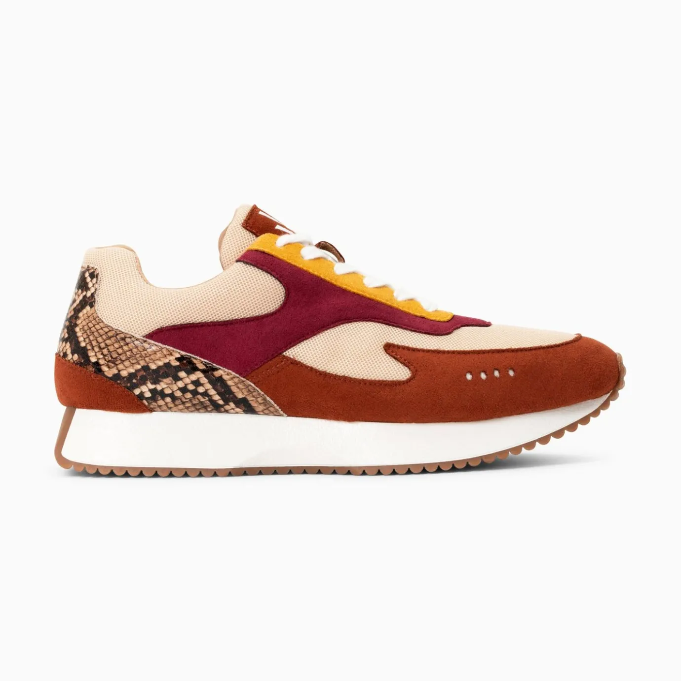 Vanessa Wu Sneakers | Baskets Anouk Marron Et Beige A Semelle Running