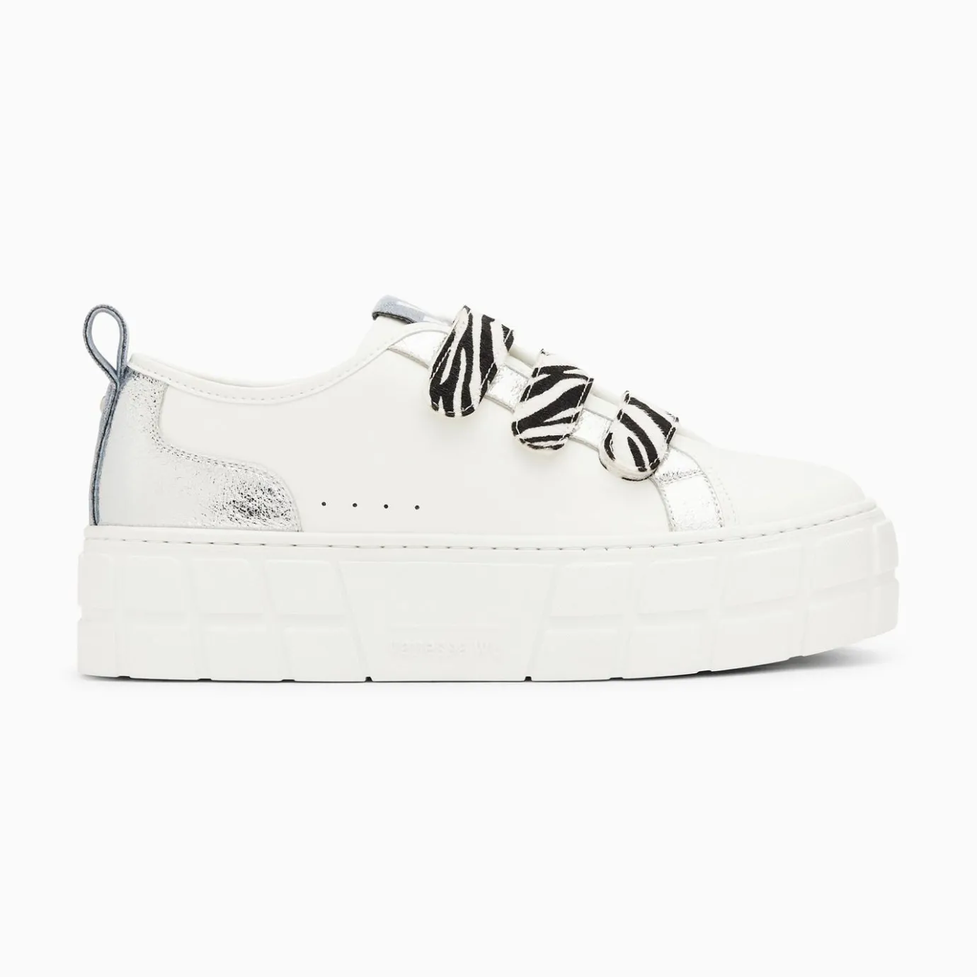 Vanessa Wu Sneakers | Baskets Bridget Argent Et Zebre A Plateforme