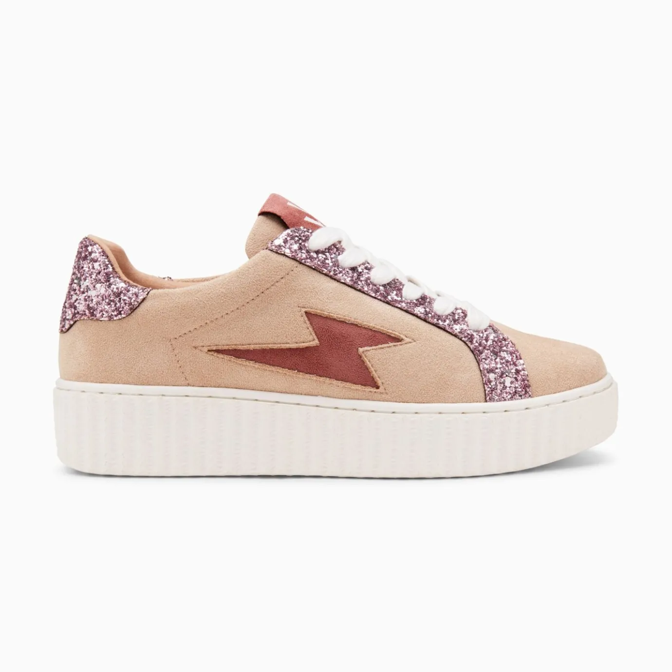 Vanessa Wu Sneakers | Baskets Eclair Appoline Beige Et Rose A Lacets