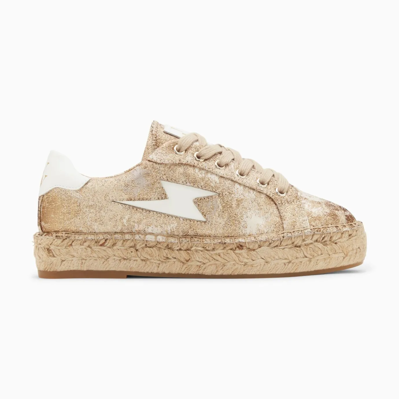 Vanessa Wu Sneakers | Baskets Eclair April Or Et Blanc A Semelle Espadrille