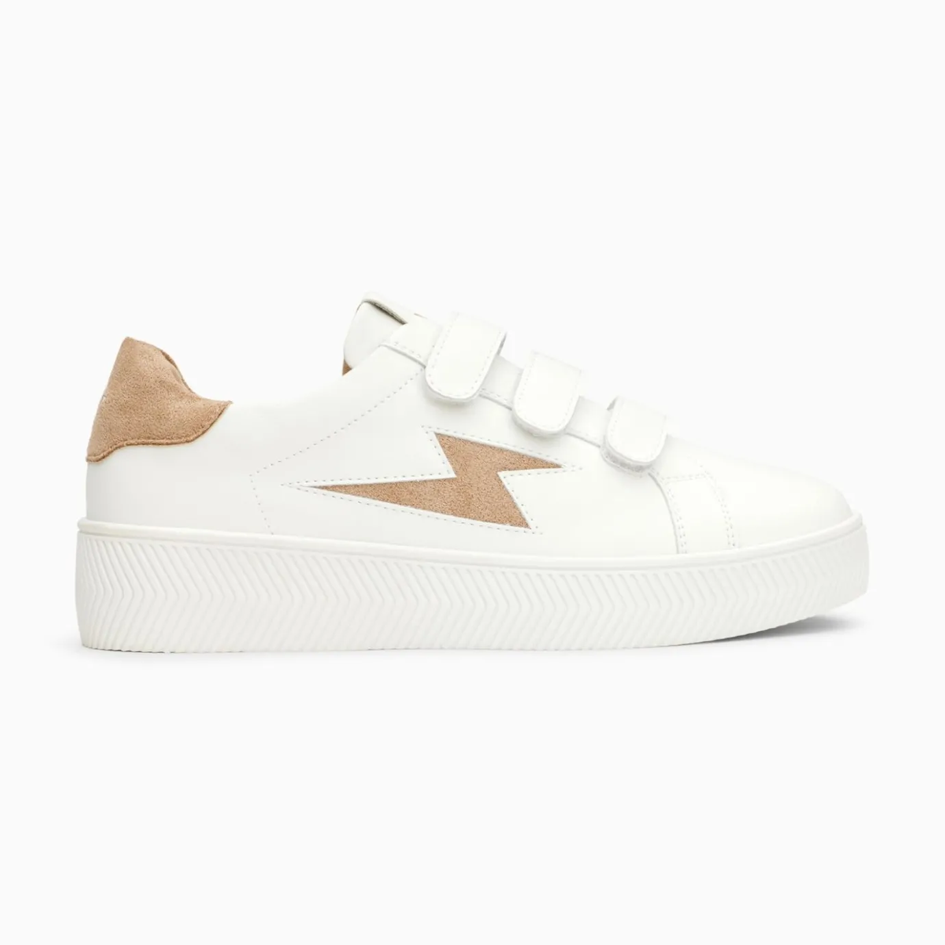 Vanessa Wu Sneakers | Baskets Eclair Camelia Blanc Et Beige A Scratchs