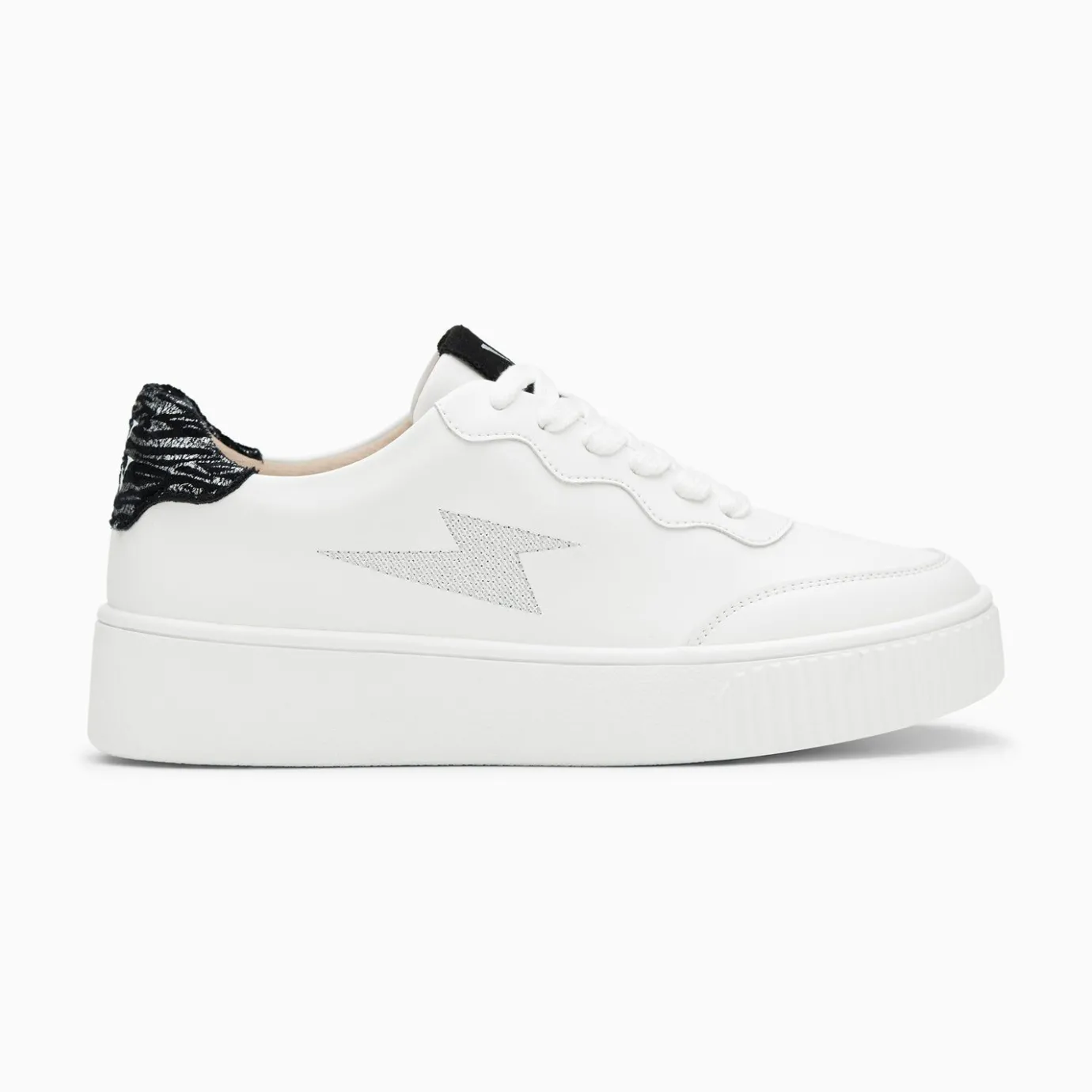 Vanessa Wu Sneakers | Baskets Eclair Carolane Blanc Et Noir Imprime Zebre A Lacets