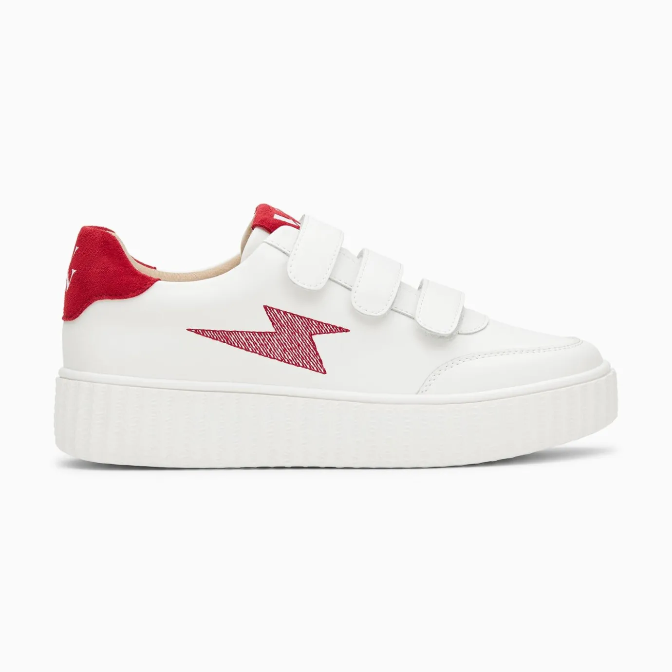 Vanessa Wu Sneakers | Baskets Eclair Damia Blanc Et Rouge A Scratchs