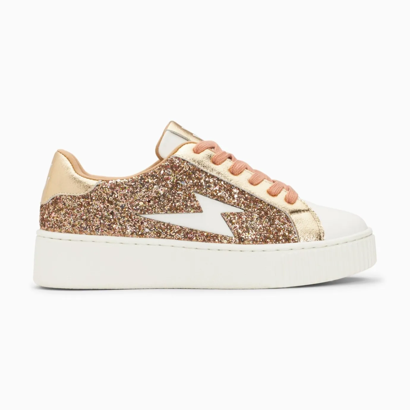 Vanessa Wu Sneakers | Baskets Eclair Elise Rose Gold Paillete A Lacets