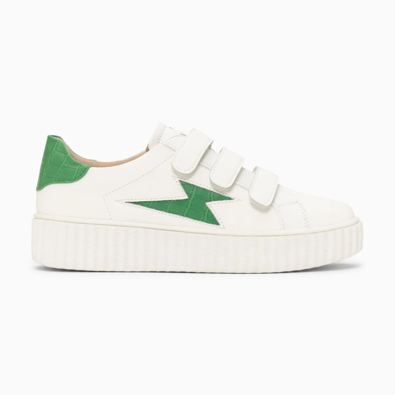 Vanessa Wu Sneakers | Baskets Eclair Elsa Blanc Et Vert Menthe Croco A Scratchs