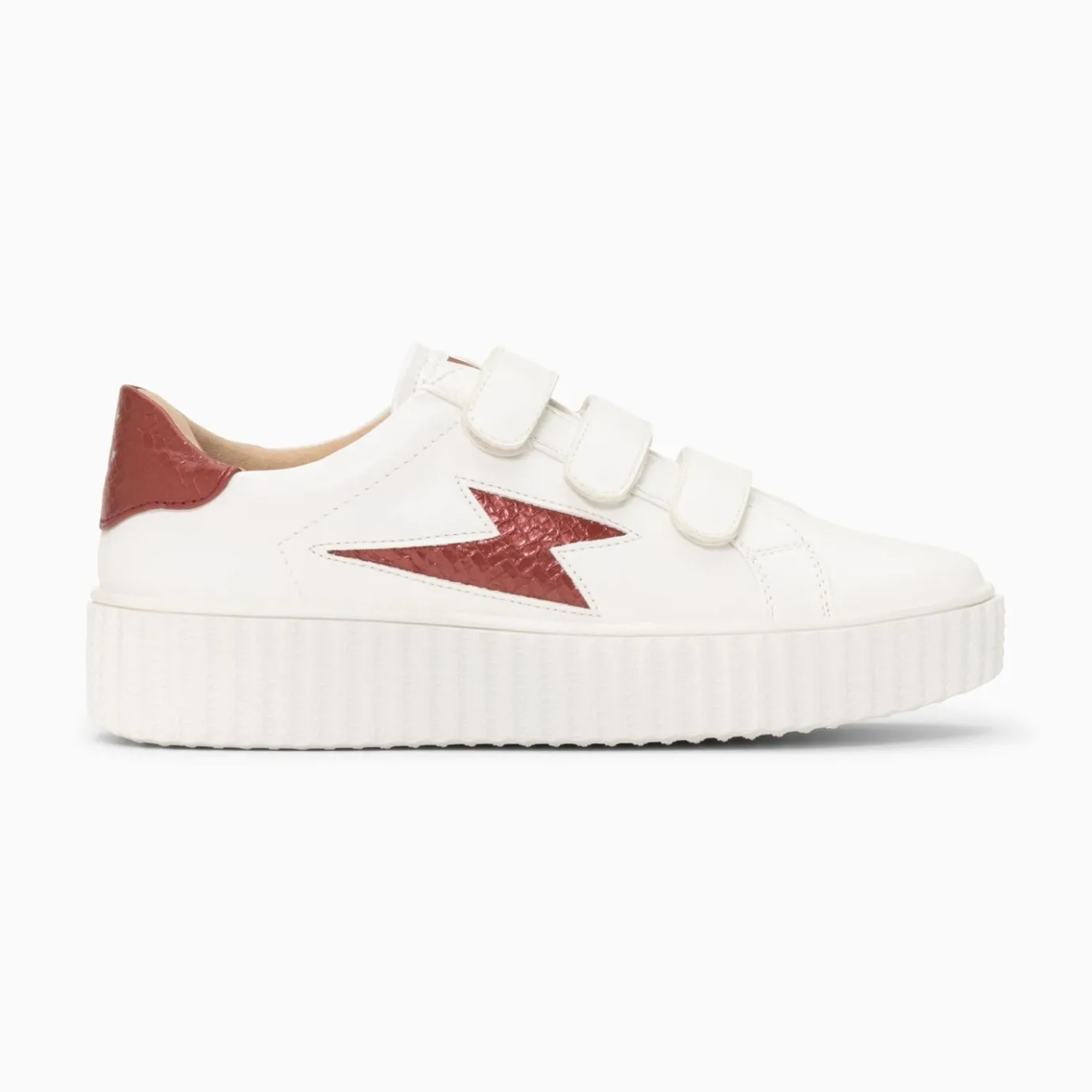 Vanessa Wu Sneakers | Baskets Eclair Eva Blanc Et Bordeaux Serpent A Scratchs