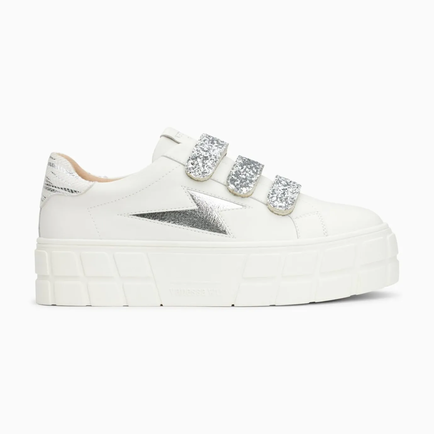 Vanessa Wu Sneakers | Baskets Eclair Eve Blanc Et Argent A Plateforme