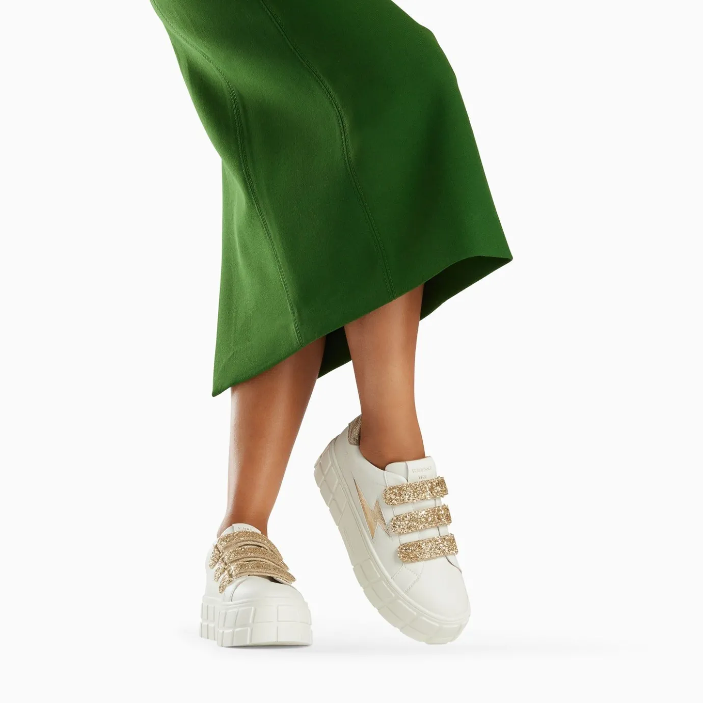 Vanessa Wu Sneakers | Baskets Eclair Eve Blanc Et Or A Plateforme