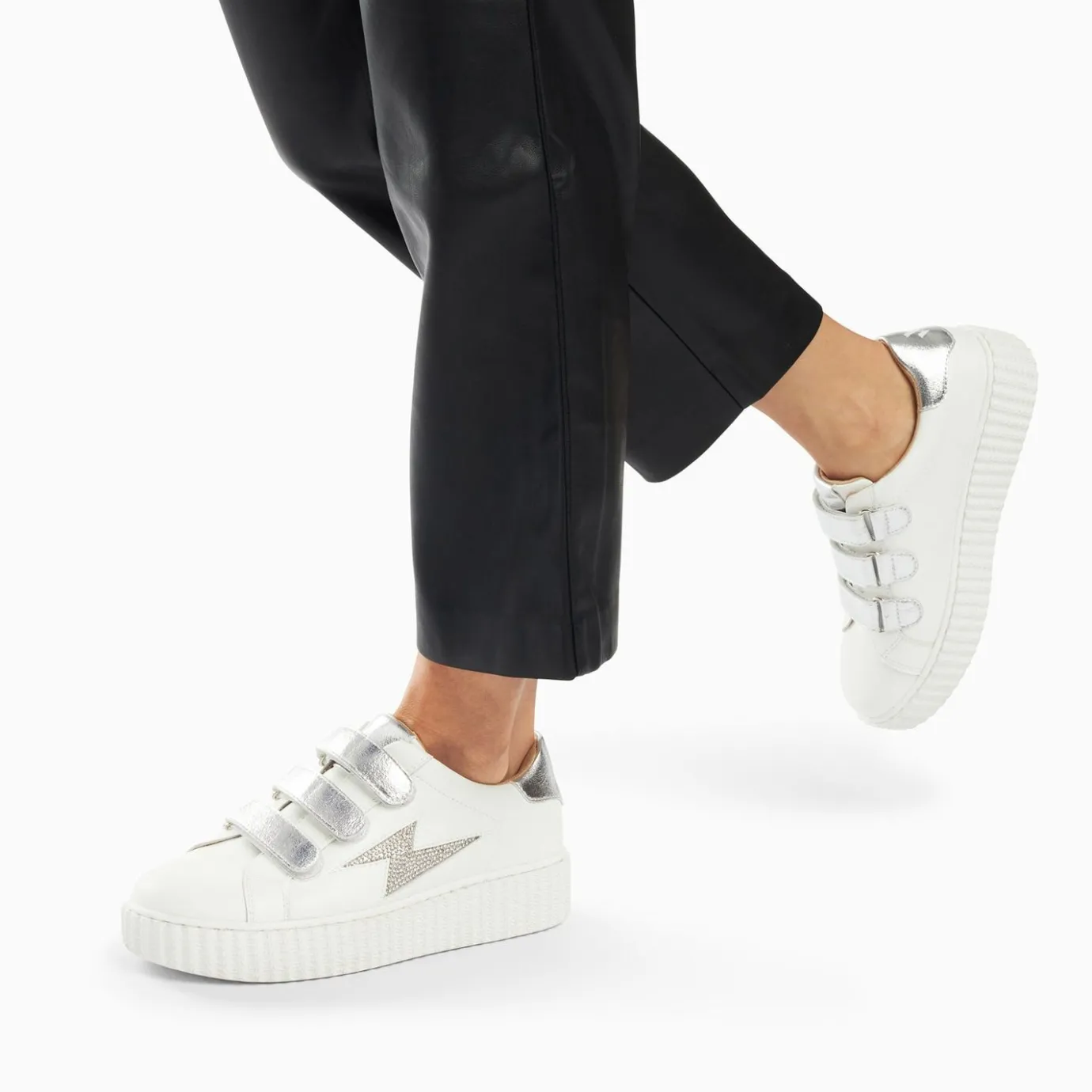 Vanessa Wu Sneakers | Baskets Eclair Kandia Blanc Et Argent A Scratchs