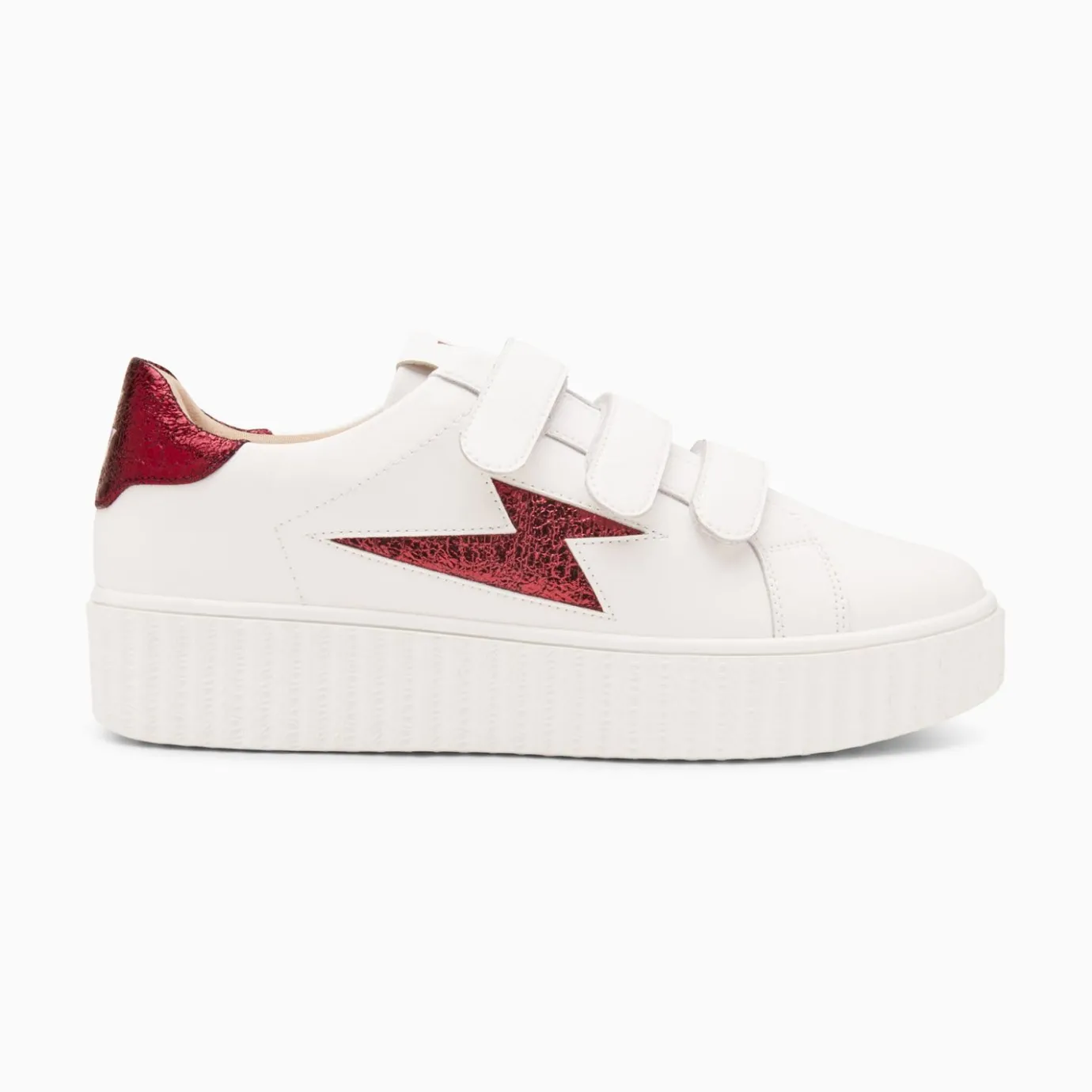 Vanessa Wu Sneakers | Baskets Eclair Kim Blanc Et Bordeaux Metallise A Scratchs