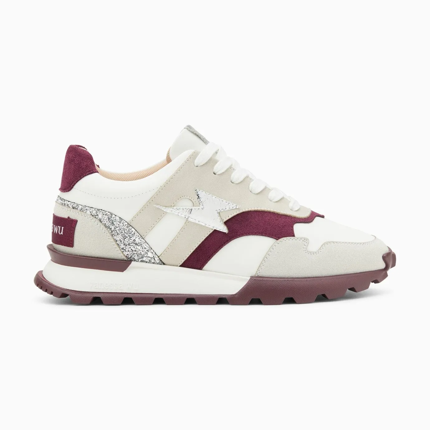 Vanessa Wu Sneakers | Baskets Eclair Liena Pourpre Et Argent A Semelle Running