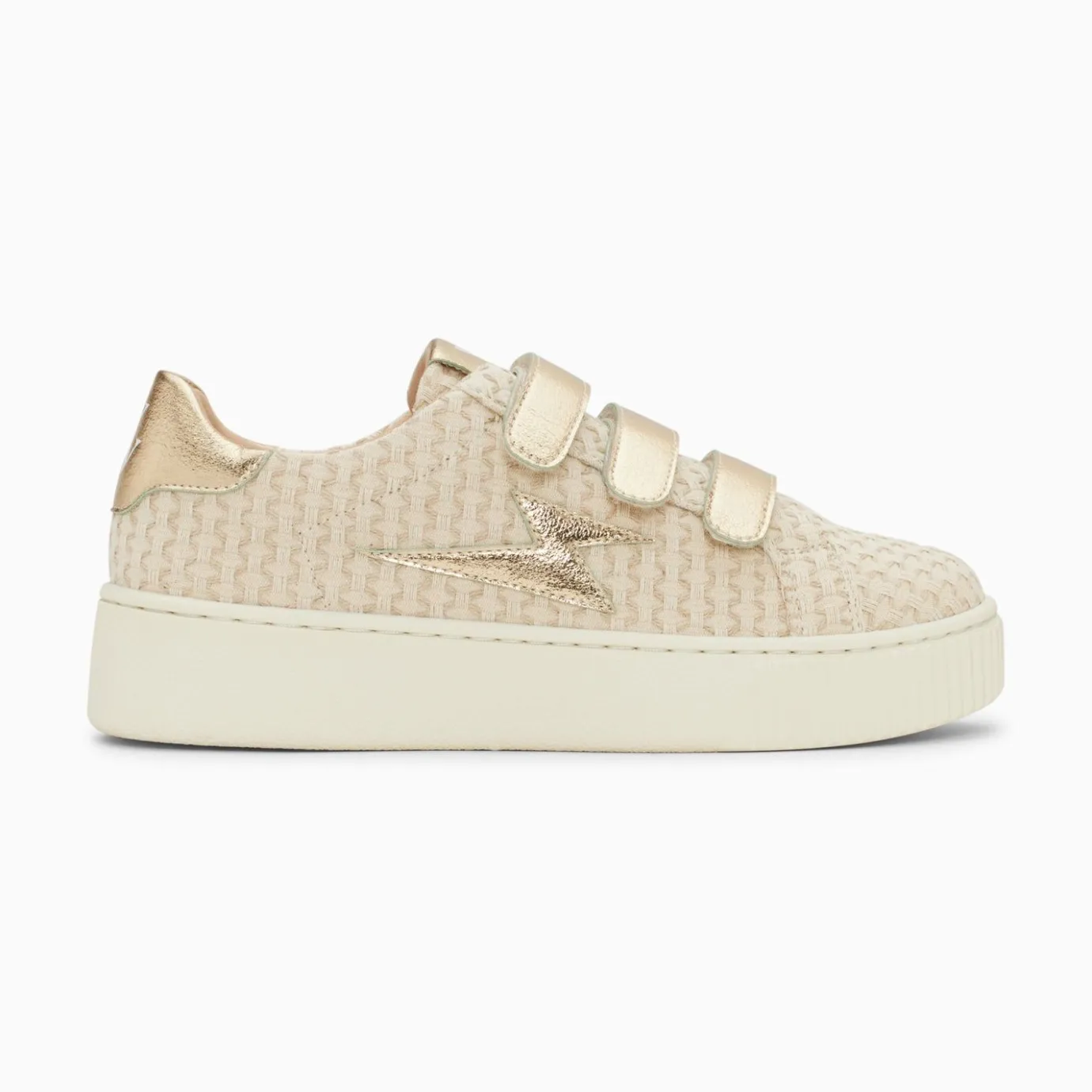 Vanessa Wu Sneakers | Baskets Eclair Louise Beige Et Or A Scratchs