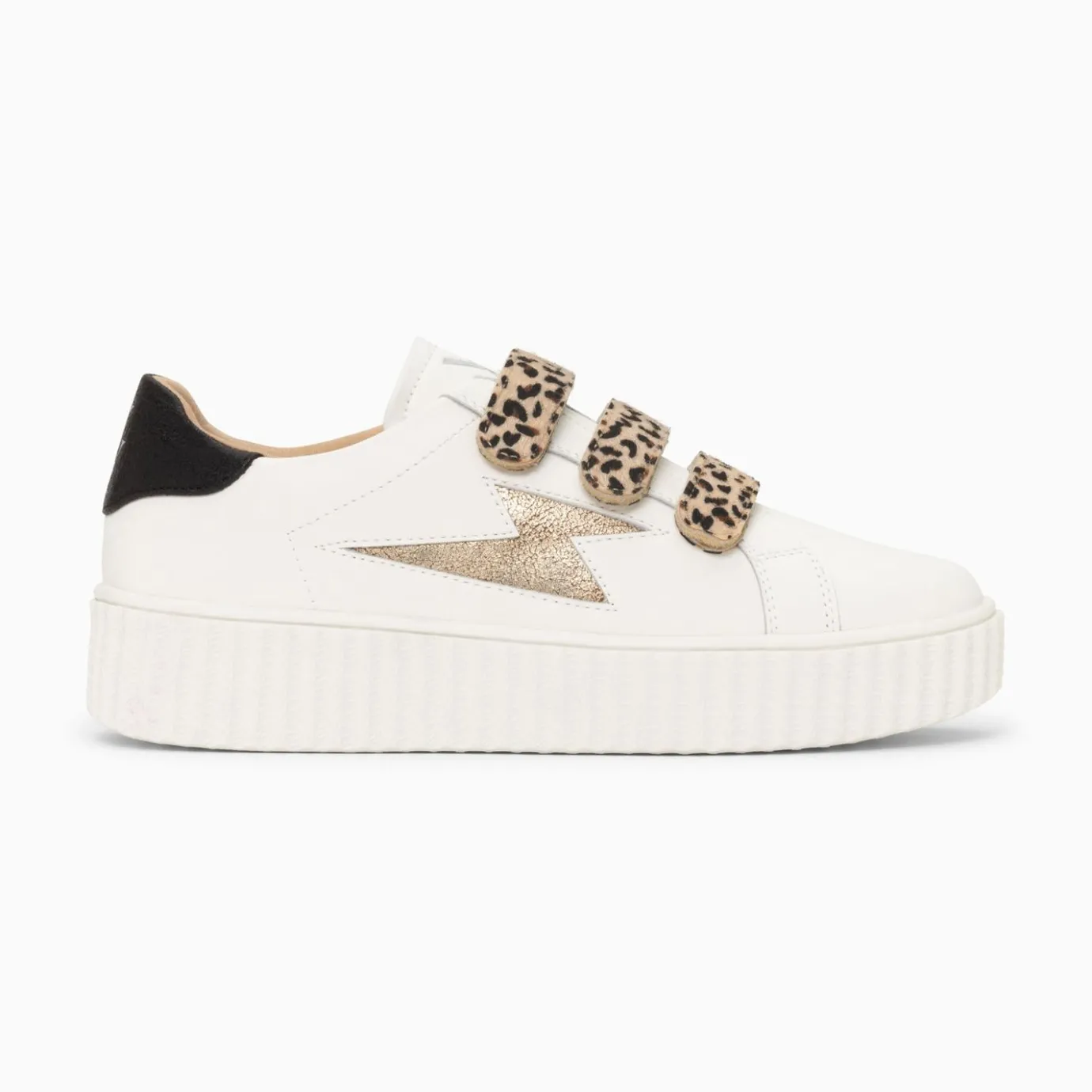 Vanessa Wu Sneakers | Baskets Eclair Maggie Blanc Et Or A Scratchs Leopard