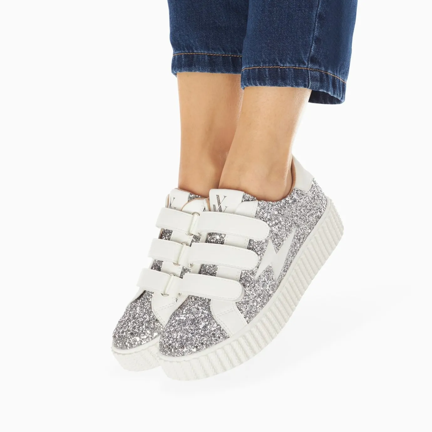 Vanessa Wu Sneakers | Baskets Eclair Marielle A Paillettes Argent