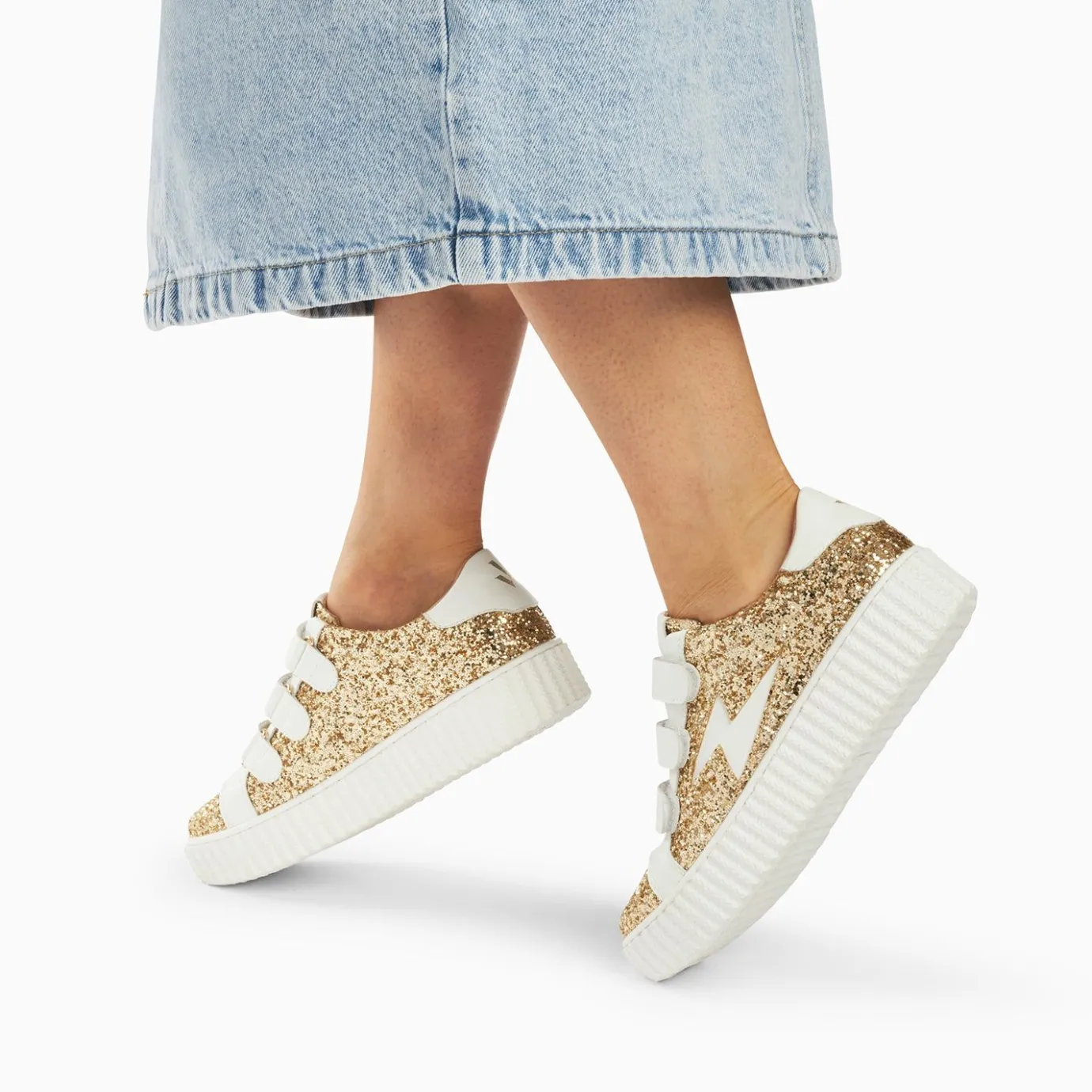 Vanessa Wu Sneakers | Baskets Eclair Marielle A Paillettes Or