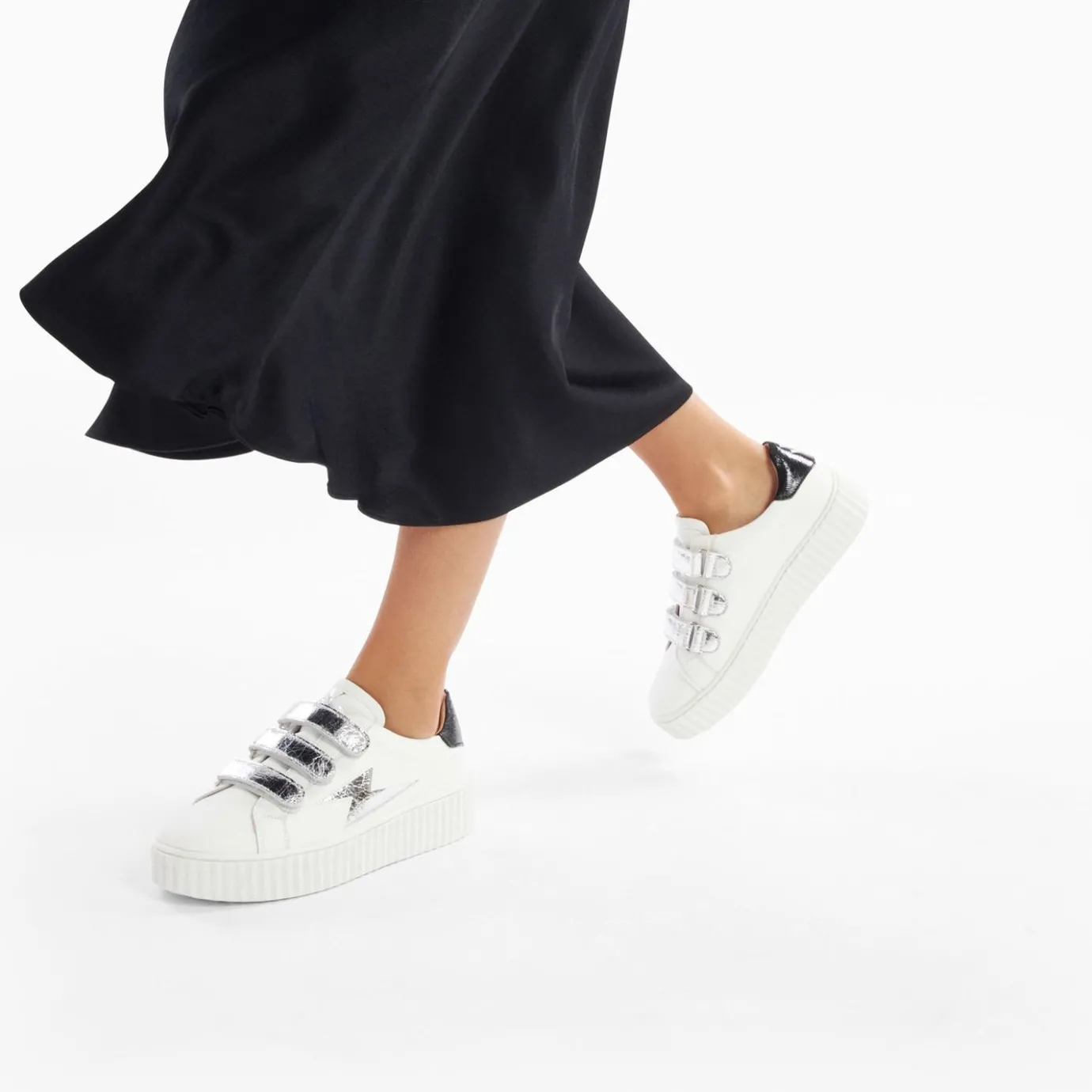 Vanessa Wu Sneakers | Baskets Eclair Marilou Blanc Et Argent A Scratchs