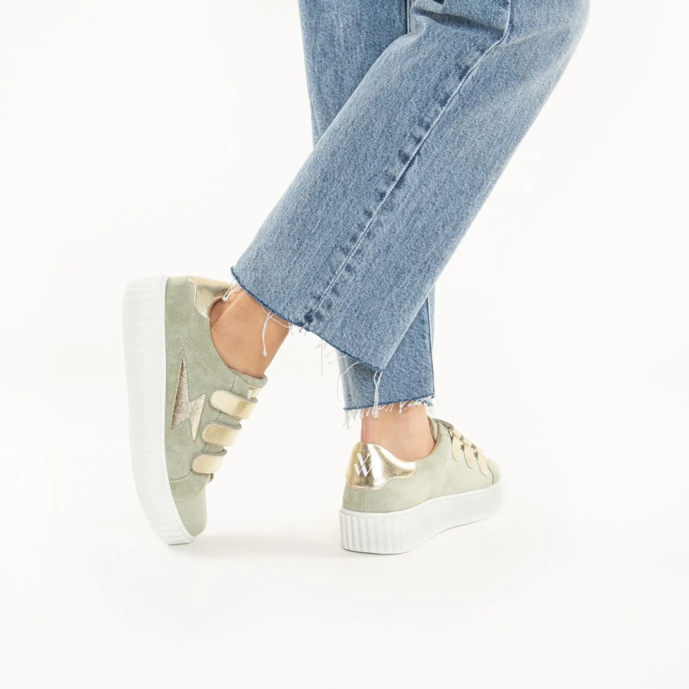 Vanessa Wu Sneakers | Baskets Eclair Marilou Vert Pale A Scratchs Champagne