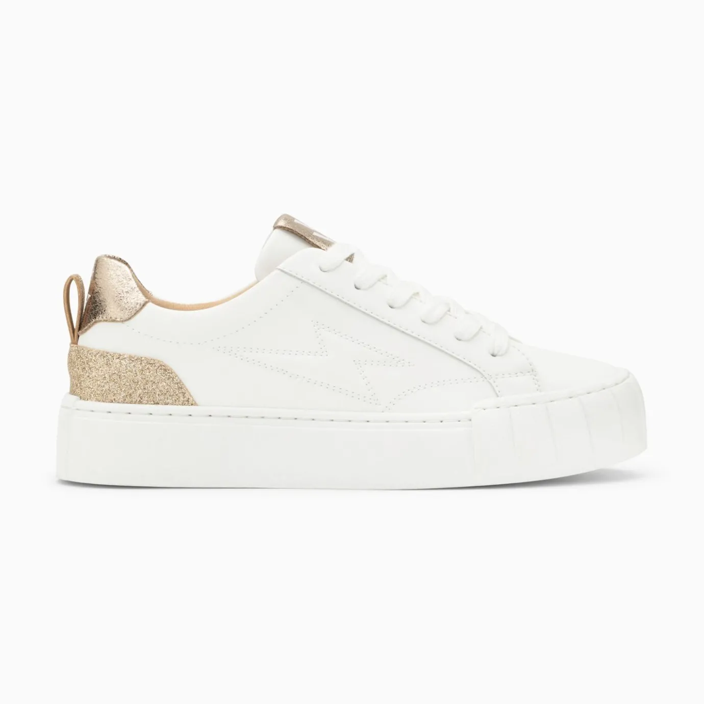 Vanessa Wu Sneakers | Baskets Eclair Miley Blanc Et Or A Lacets