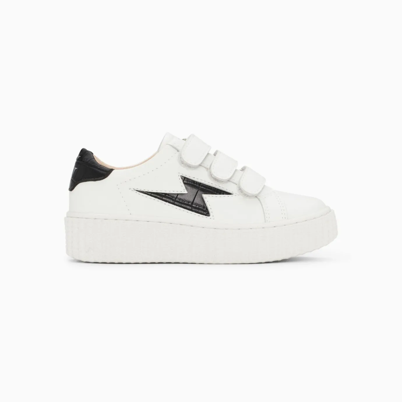 Vanessa Wu Sneakers | Baskets Eclair Mini Elsa Blanc Et Noir Croco A Scratchs