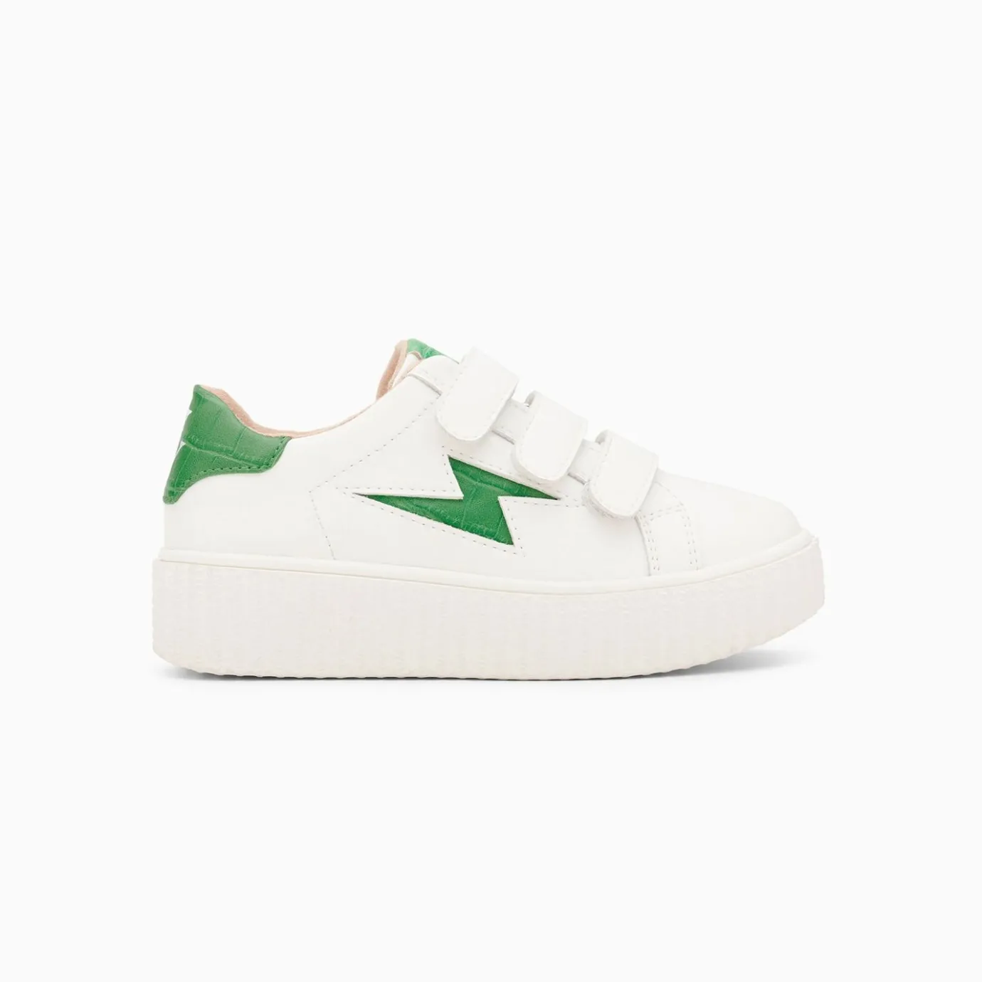 Vanessa Wu Sneakers | Baskets Eclair Mini Elsa Blanc Et Vert Menthe Croco A Scratchs
