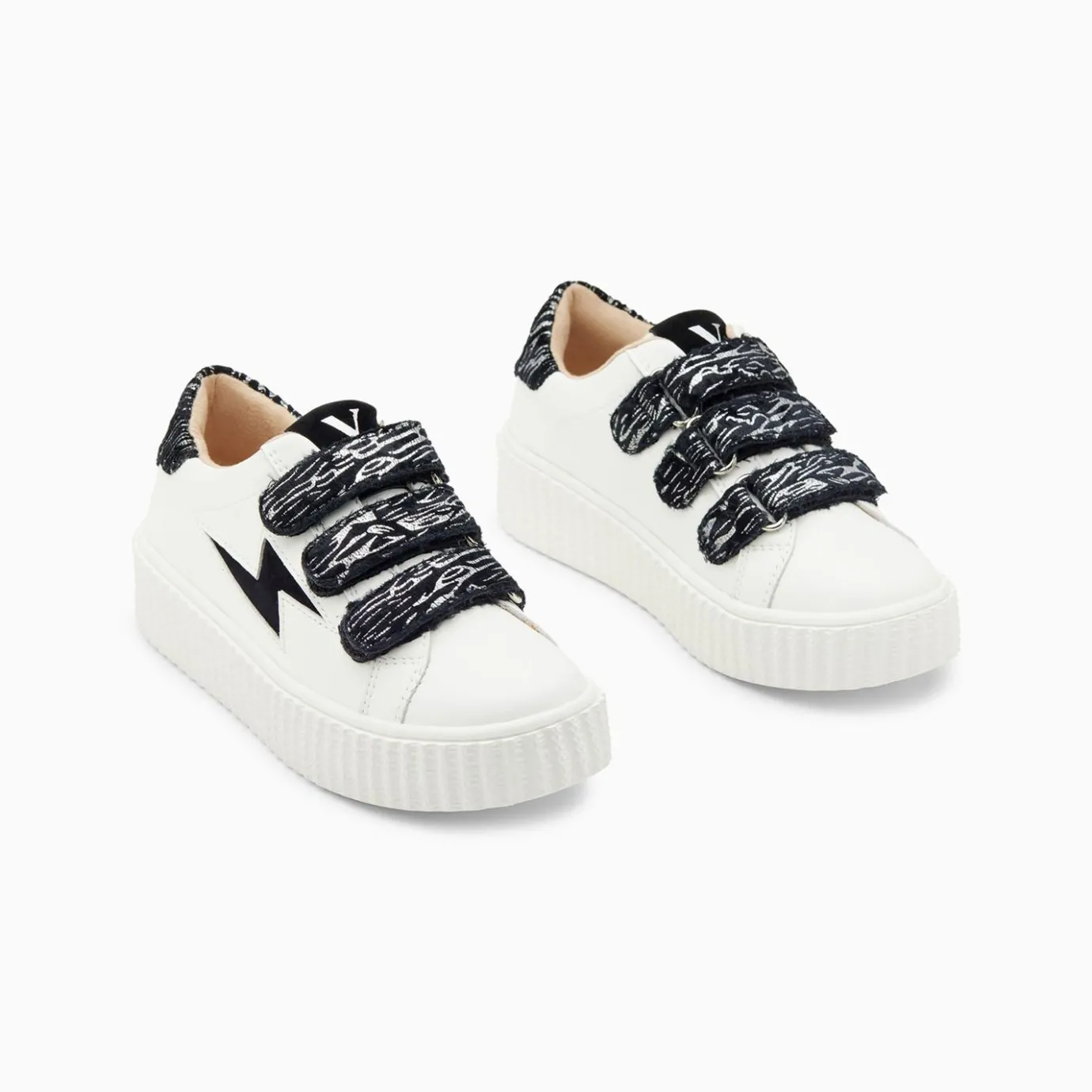 Vanessa Wu Sneakers | Baskets Eclair Mini Ingrid Blanc Et Noir Zebre A Scratchs
