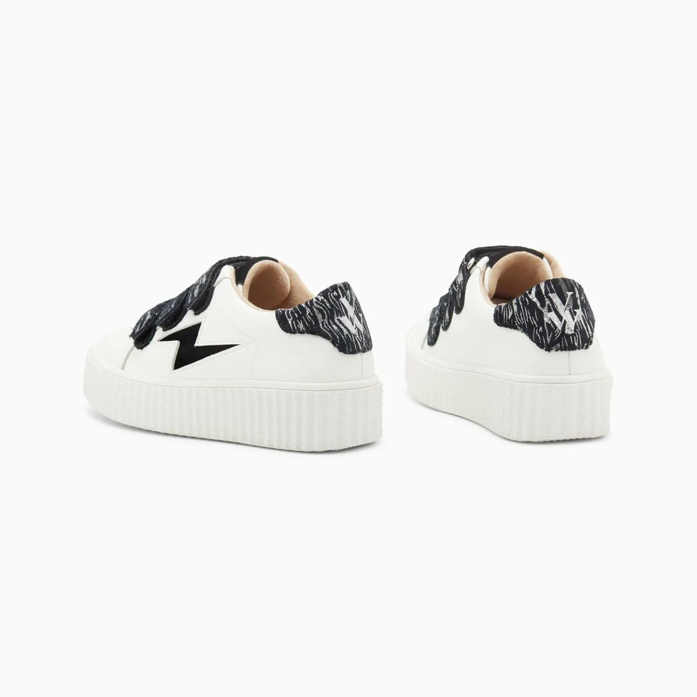 Vanessa Wu Sneakers | Baskets Eclair Mini Ingrid Blanc Et Noir Zebre A Scratchs