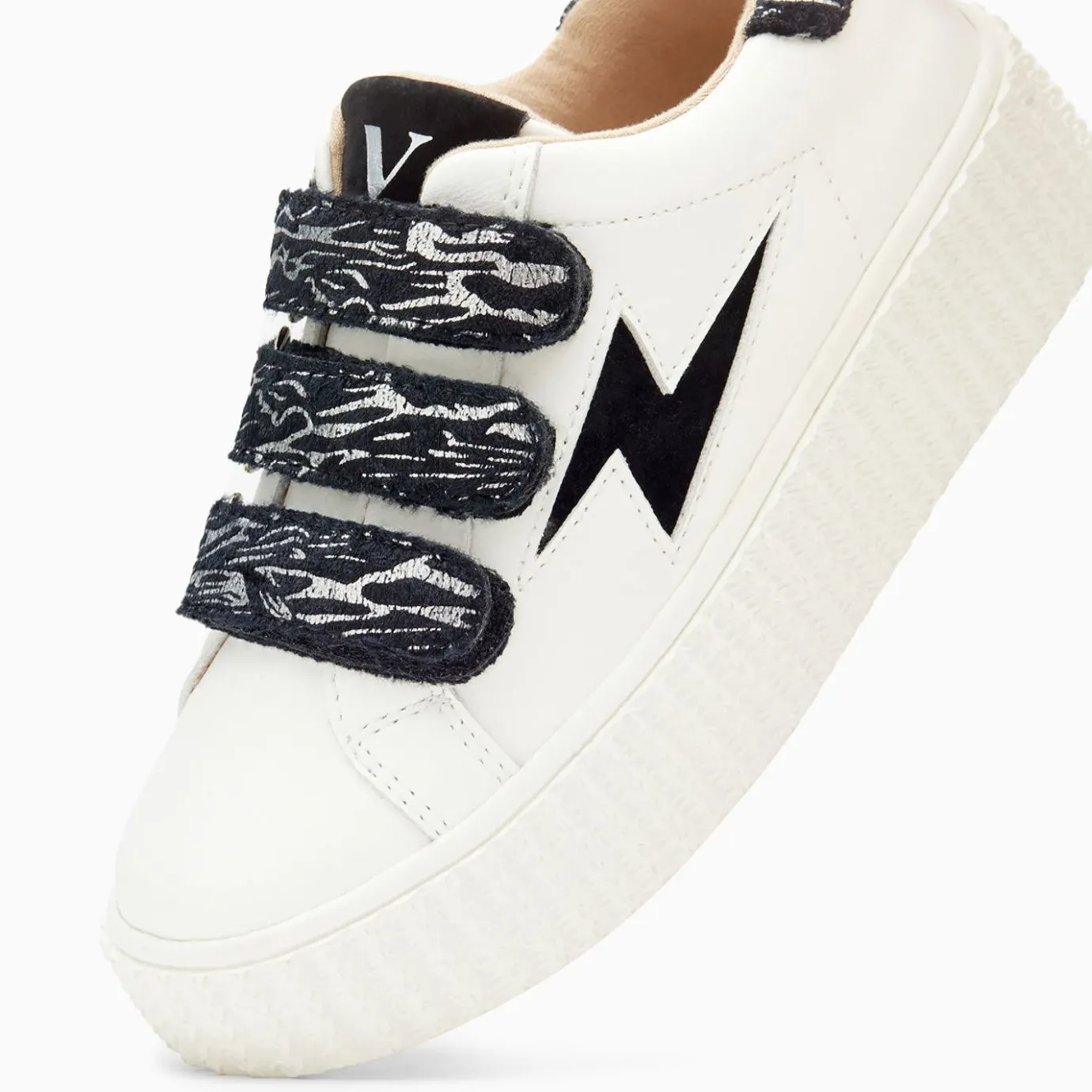 Vanessa Wu Sneakers | Baskets Eclair Mini Ingrid Blanc Et Noir Zebre A Scratchs