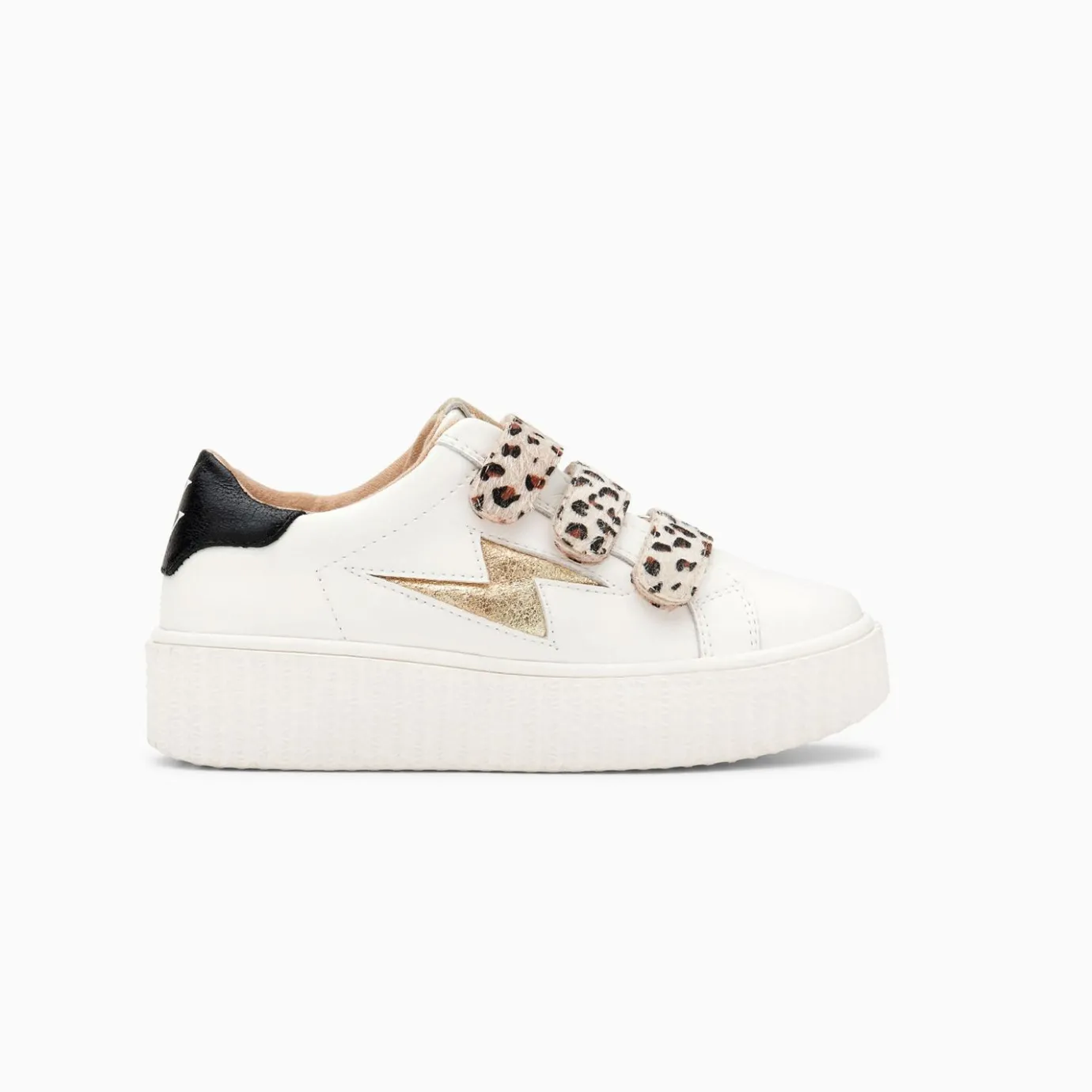 Vanessa Wu Sneakers | Baskets Eclair Mini Maggie Blanc Et Or A Scratchs Leopard