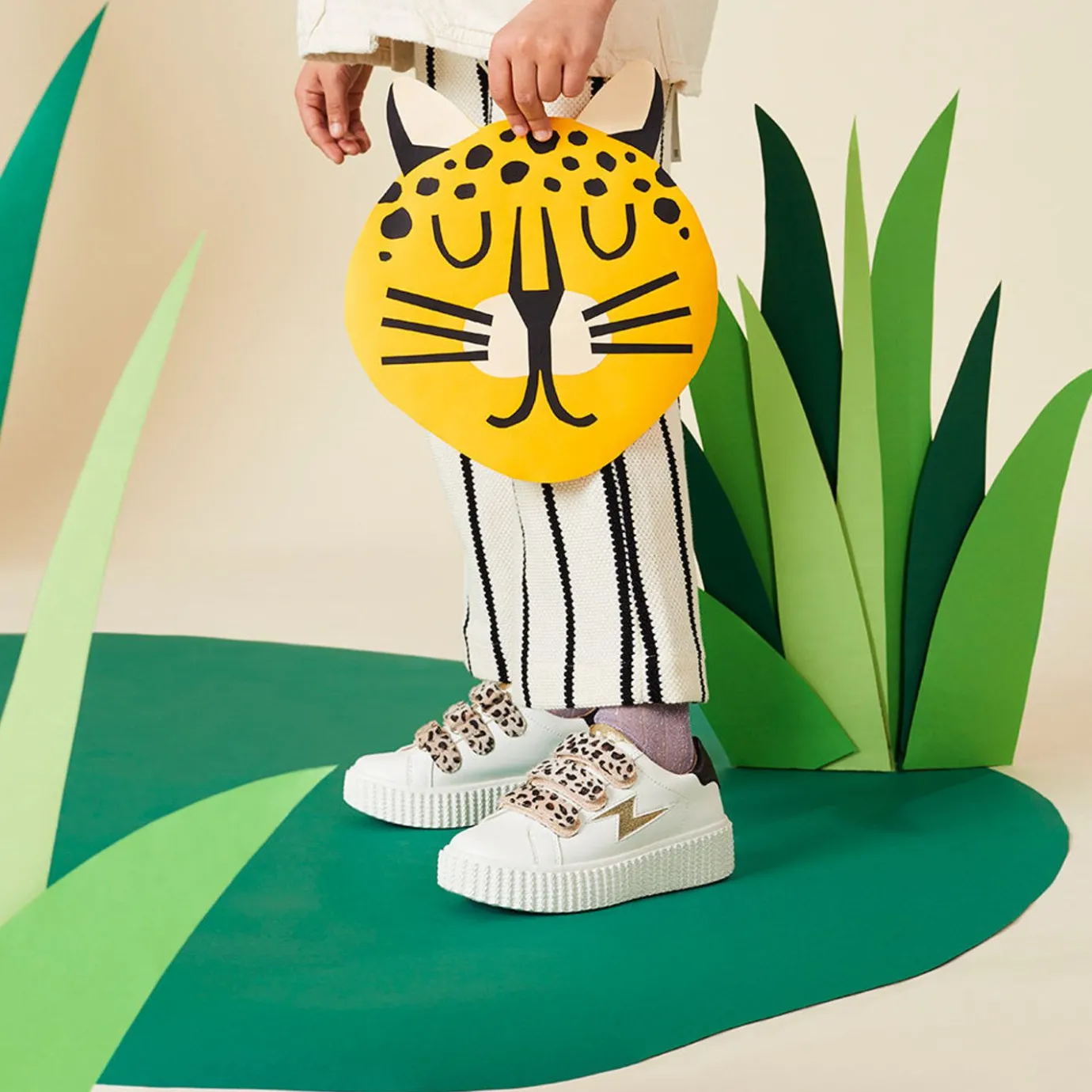 Vanessa Wu Sneakers | Baskets Eclair Mini Maggie Blanc Et Or A Scratchs Leopard