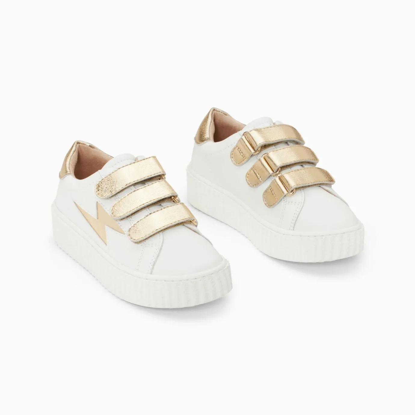 Vanessa Wu Sneakers | Baskets Eclair Mini Marilou Blanc Et Or A Scratchs