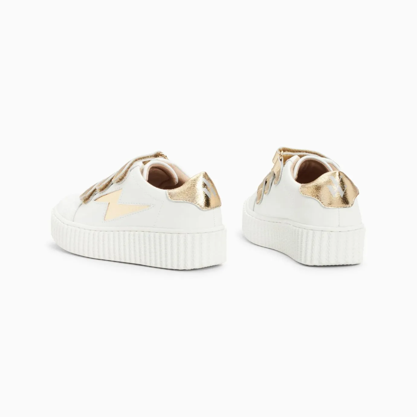 Vanessa Wu Sneakers | Baskets Eclair Mini Marilou Blanc Et Or A Scratchs