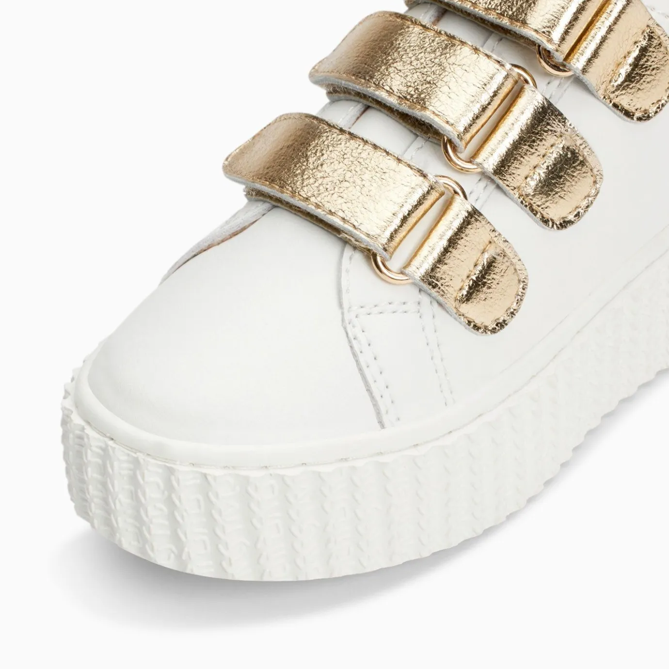 Vanessa Wu Sneakers | Baskets Eclair Mini Marilou Blanc Et Or A Scratchs