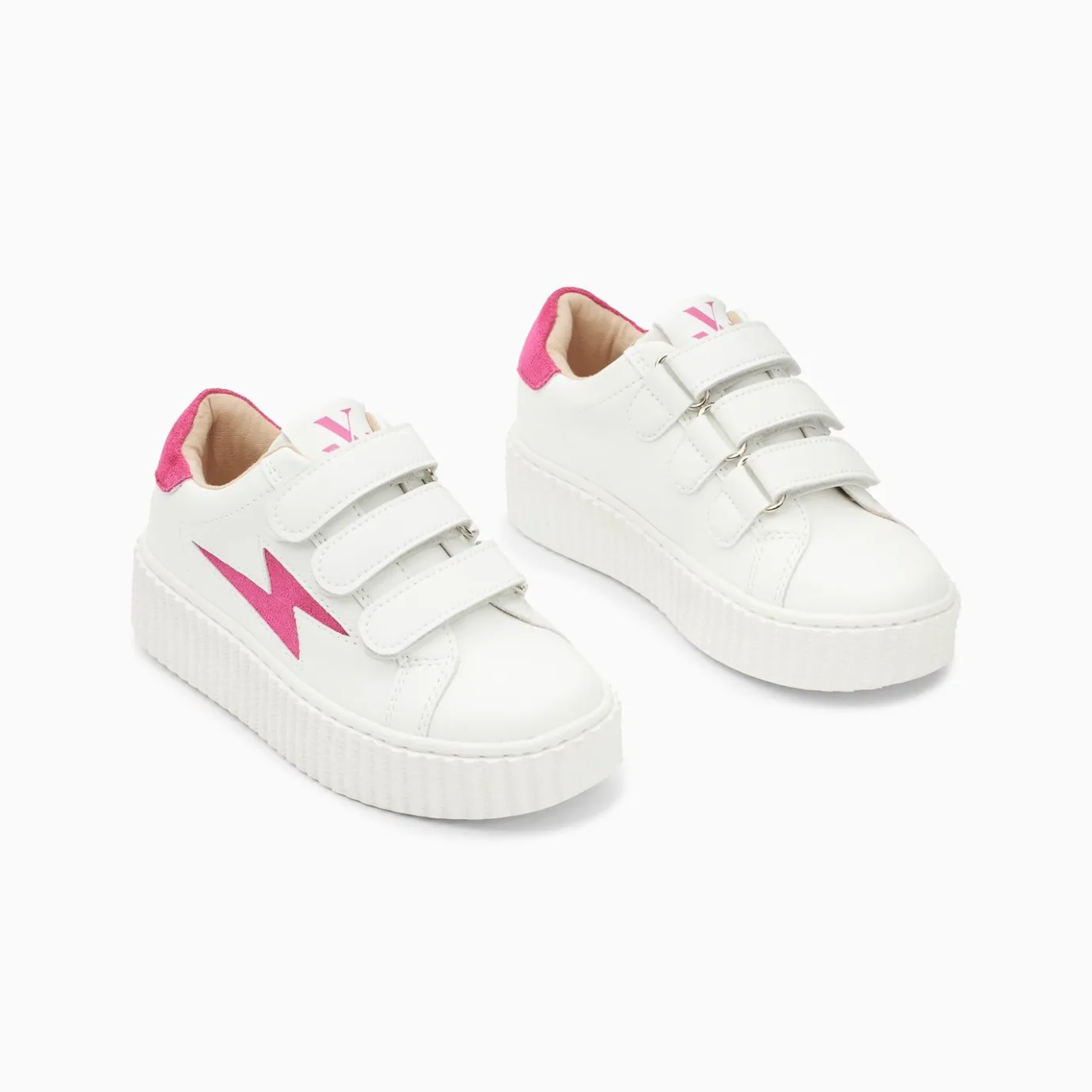 Vanessa Wu Sneakers | Baskets Eclair Mini Vicky Blanc Et Fuchsia A Scratchs