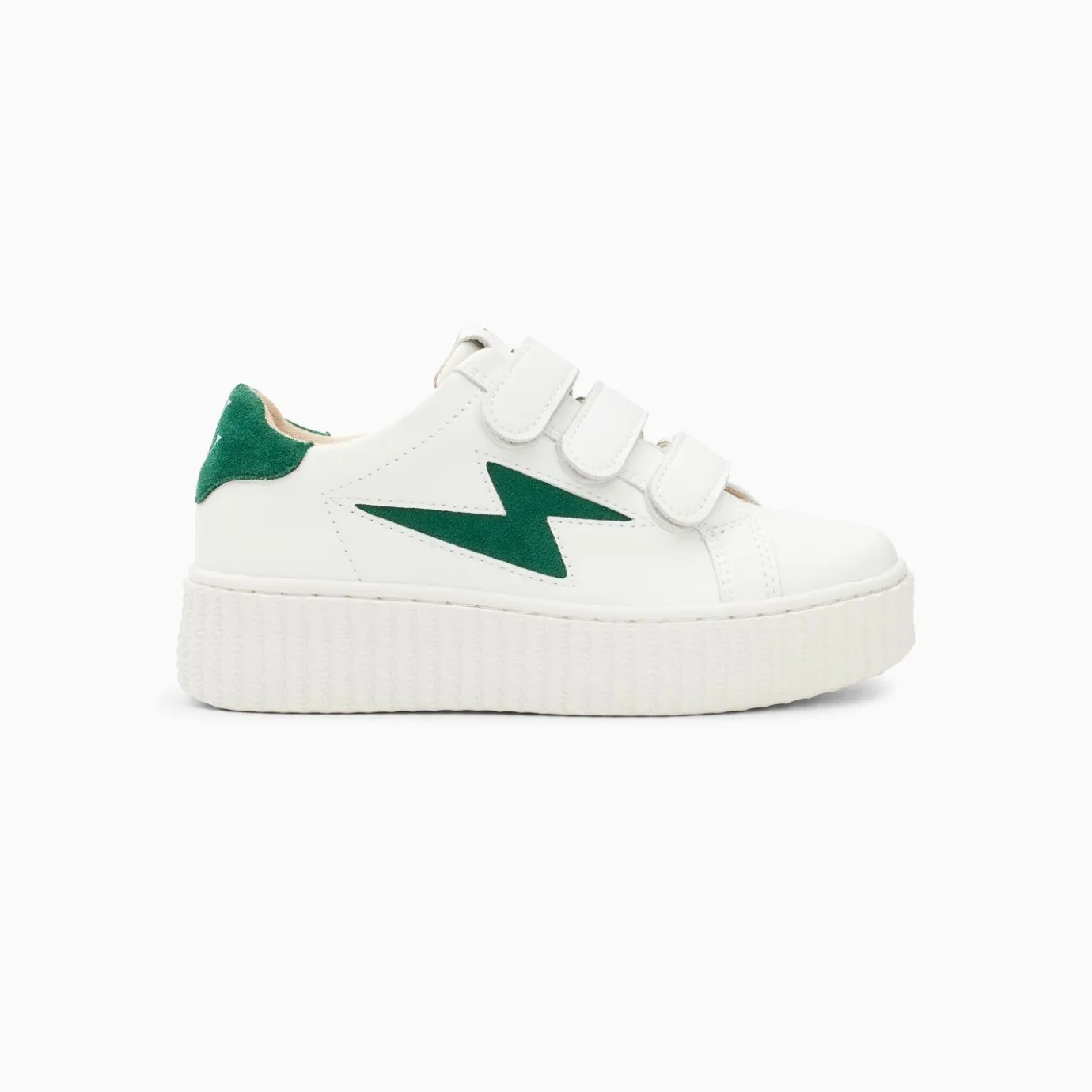 Vanessa Wu Sneakers | Baskets Eclair Mini Vicky Blanc Et Vert Sapin A Scratchs