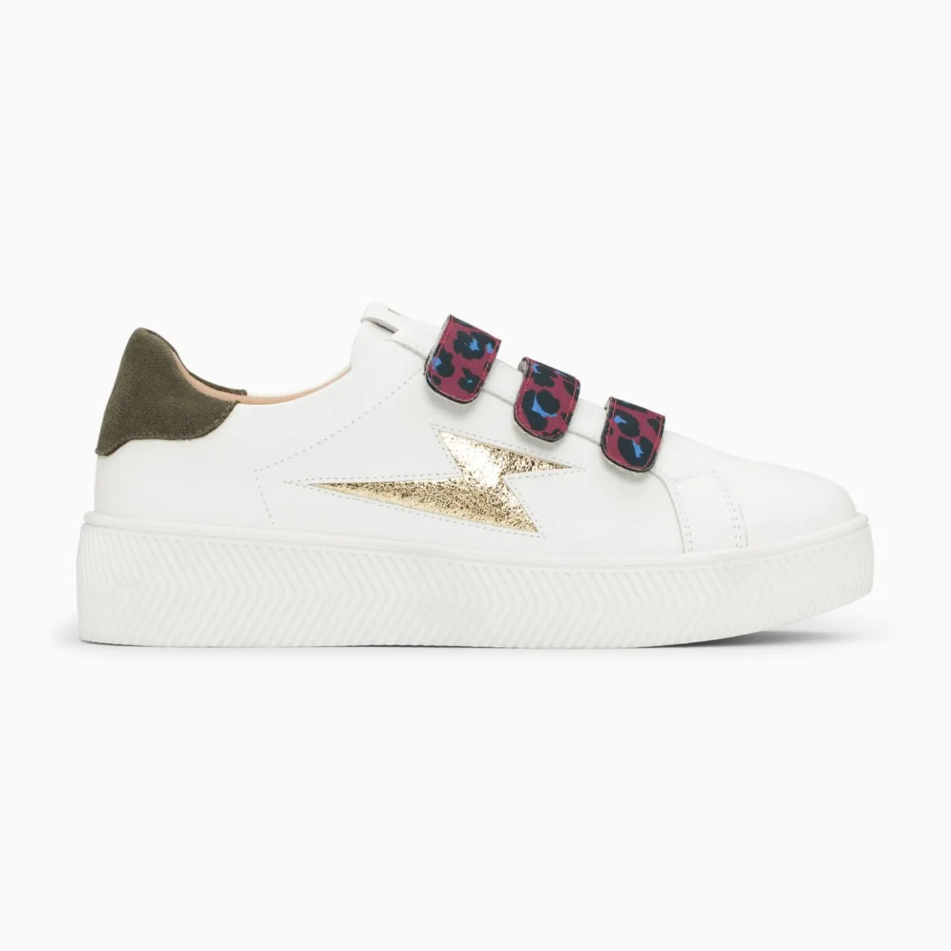 Vanessa Wu Sneakers | Baskets Eclair Noura Blanc Et Or A Scratchs Leopard