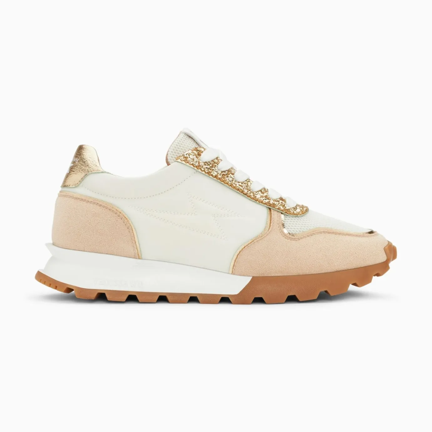 Vanessa Wu Sneakers | Baskets Eclair Paola Beige Et Or A Semelle Running
