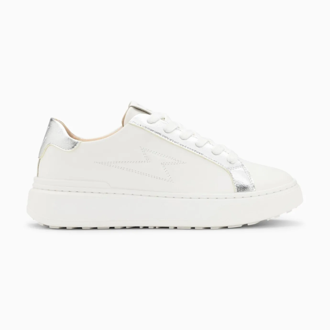 Vanessa Wu Sneakers | Baskets Eclair Romane Blanc Et Argent A Lacets