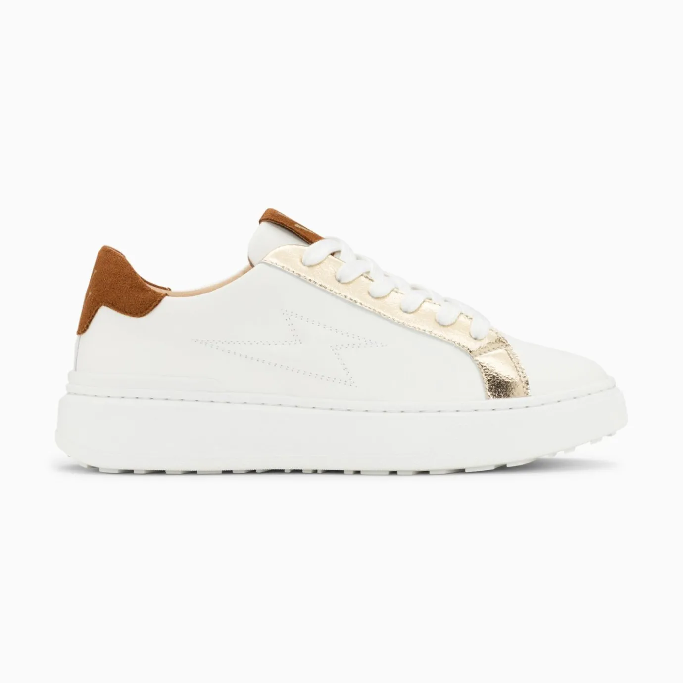 Vanessa Wu Sneakers | Baskets Eclair Romane Blanc Et Camel A Lacets