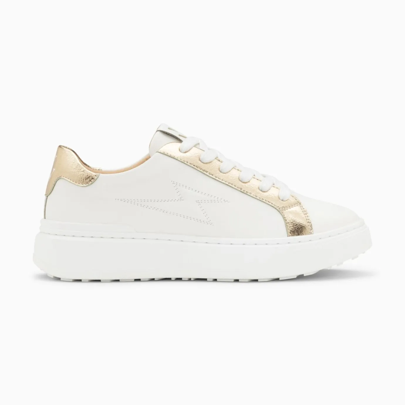 Vanessa Wu Sneakers | Baskets Eclair Romane Blanc Et Or A Lacets