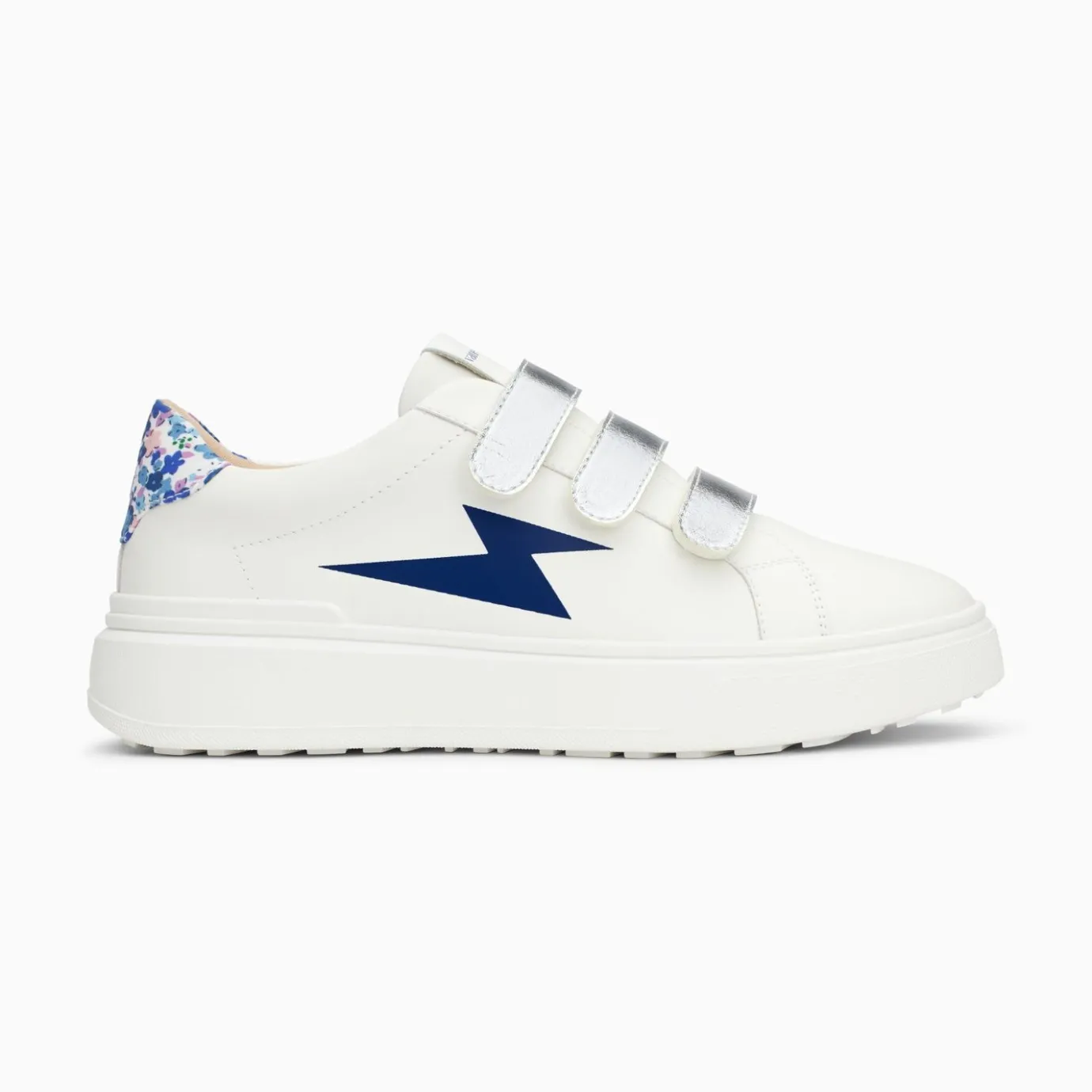 Vanessa Wu Sneakers | Baskets Eclair Salome Blanc Et Bleu A Scratchs Argent