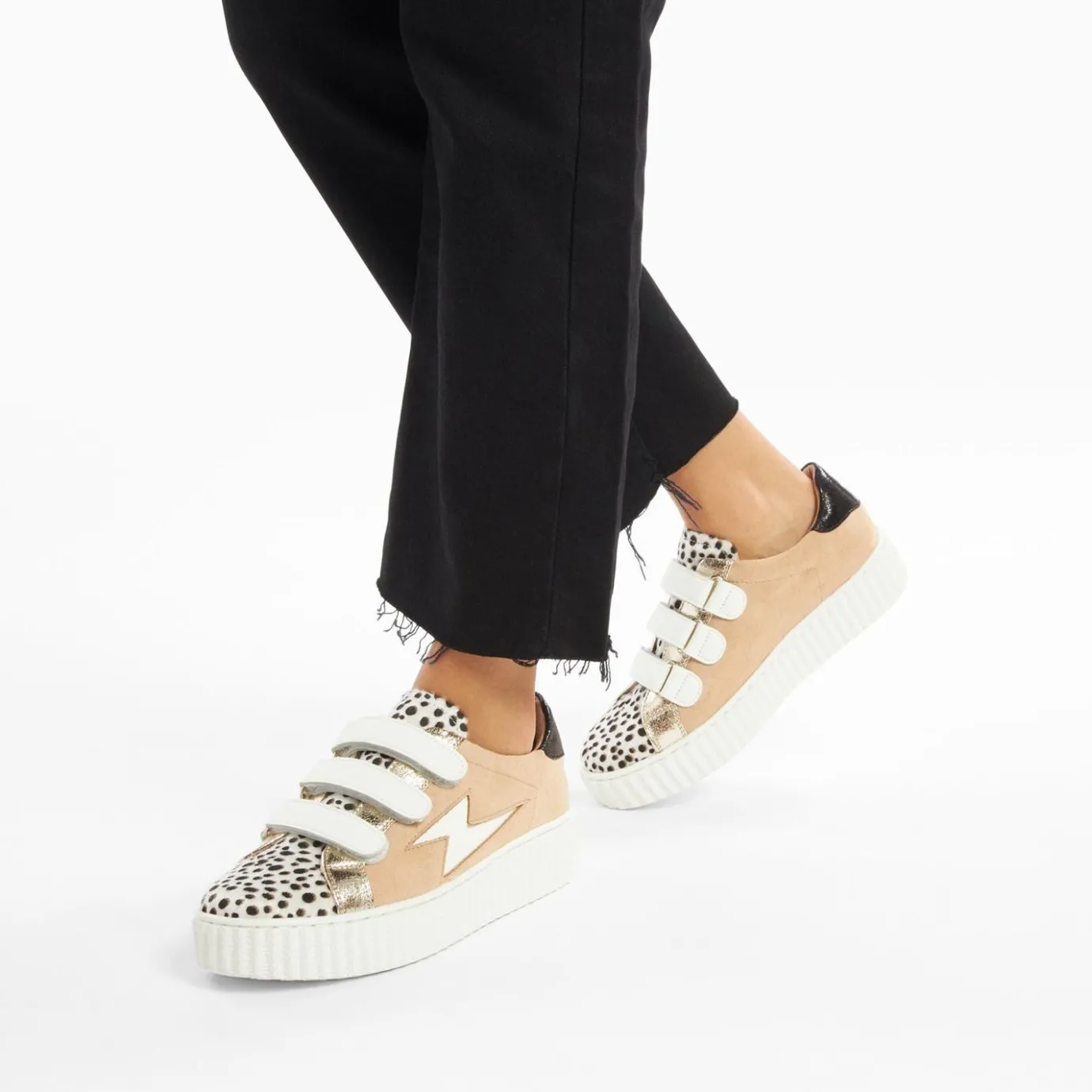 Vanessa Wu Sneakers | Baskets Eclair Scarlett Beiges A Empeigne Leopard