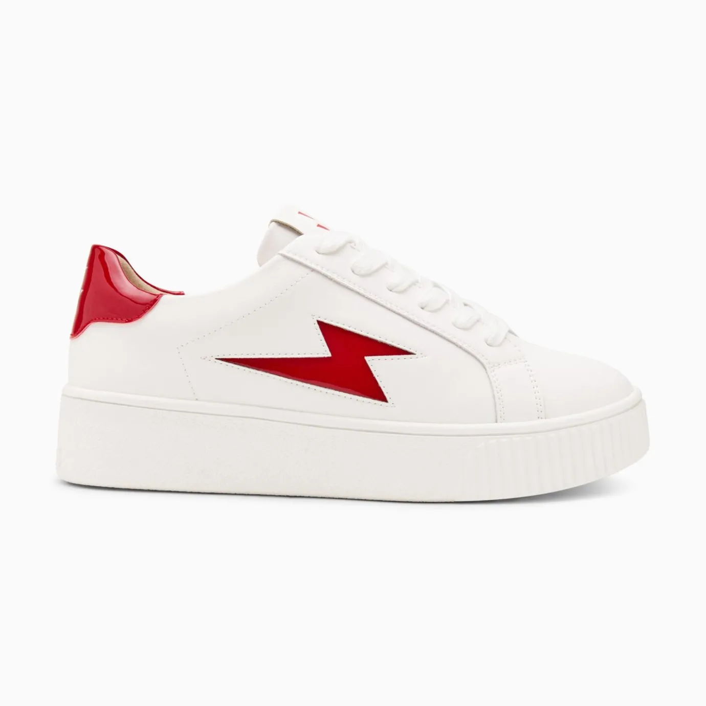 Vanessa Wu Sneakers | Baskets Eclair Tiff Blanc Et Rouge Verni A Lacets