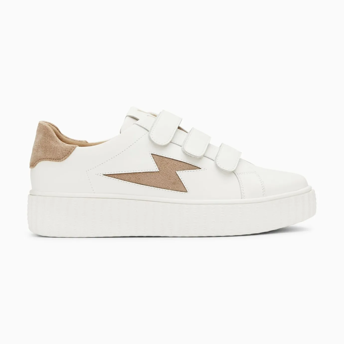 Vanessa Wu Sneakers | Baskets Eclair Vicky Blanc Et Beige A Scratchs