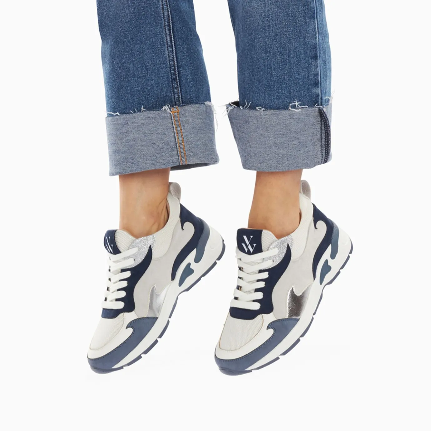 Vanessa Wu Sneakers | Baskets Flamme Arya Gris Et Bleu