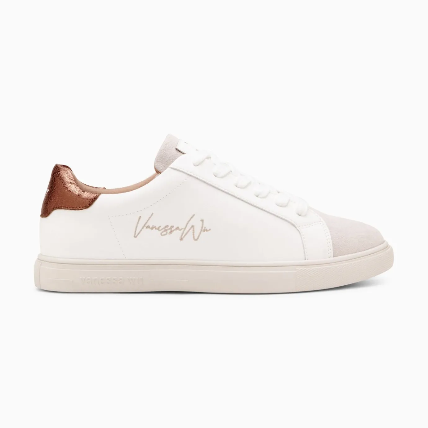 Vanessa Wu Sneakers | Baskets Isabella Blanc Et Bronze A Lacets