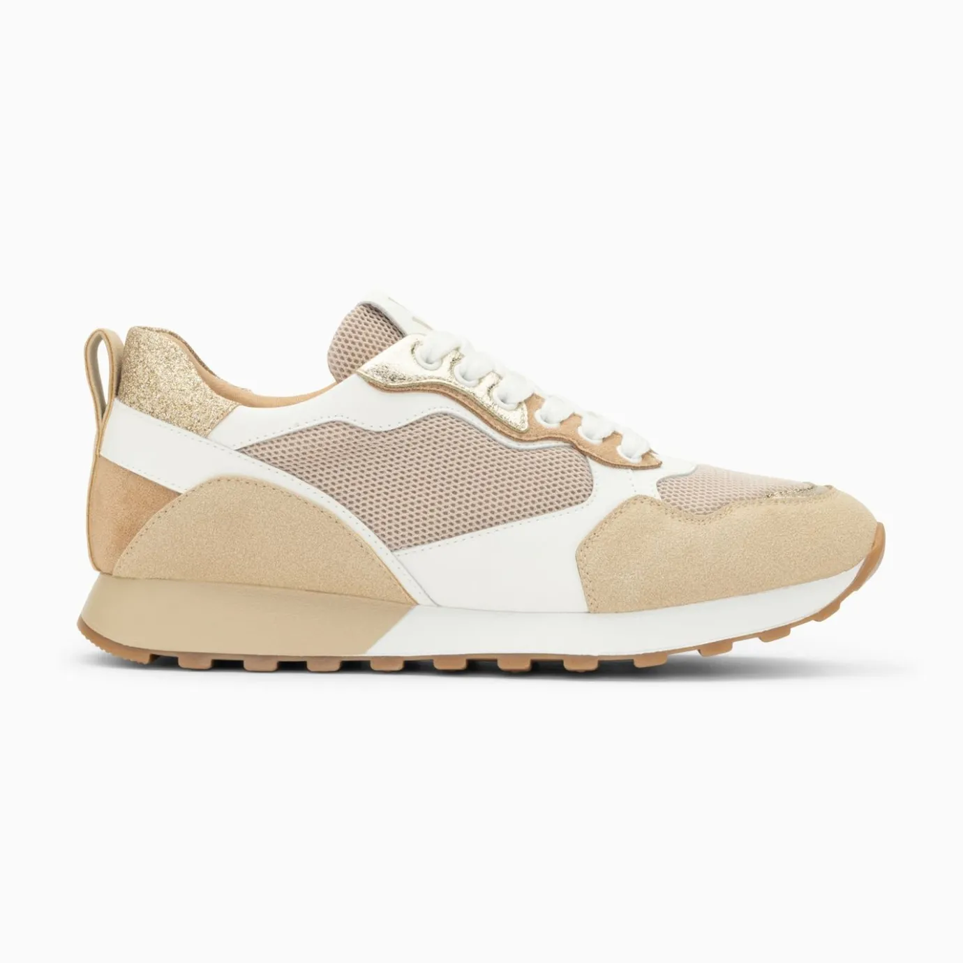 Vanessa Wu Sneakers | Baskets Margaux Beige Et Or A Semelle Running