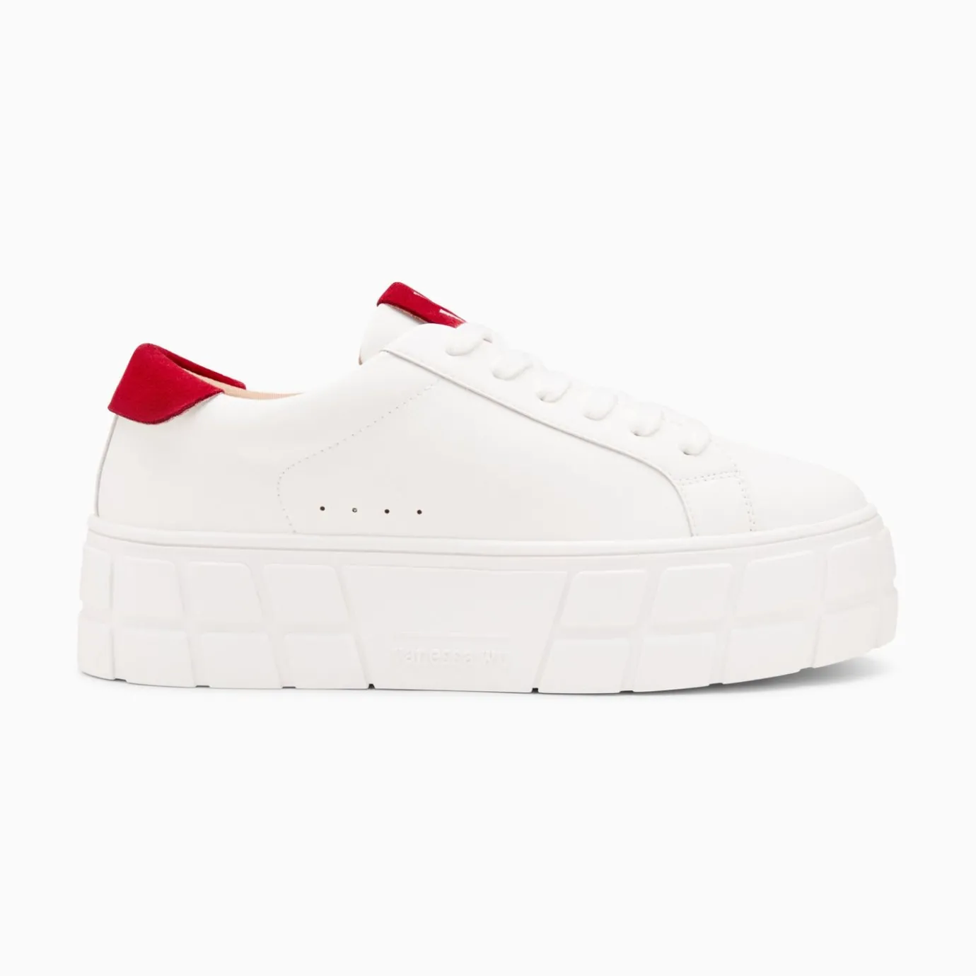 Vanessa Wu Sneakers | Baskets Meaghan Blanc Et Rouge A Plateforme