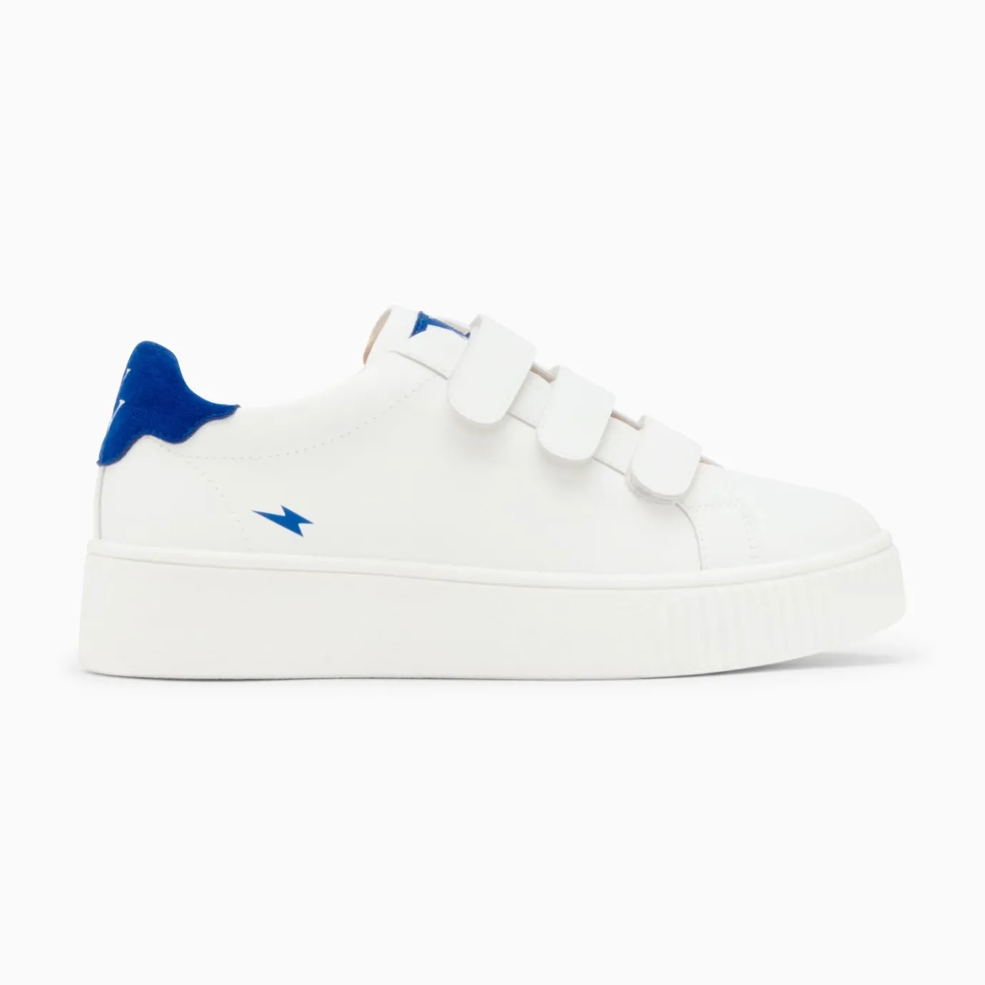 Vanessa Wu Sneakers | Baskets Mini Eclair Solange Blanc Et Bleu A Scratchs