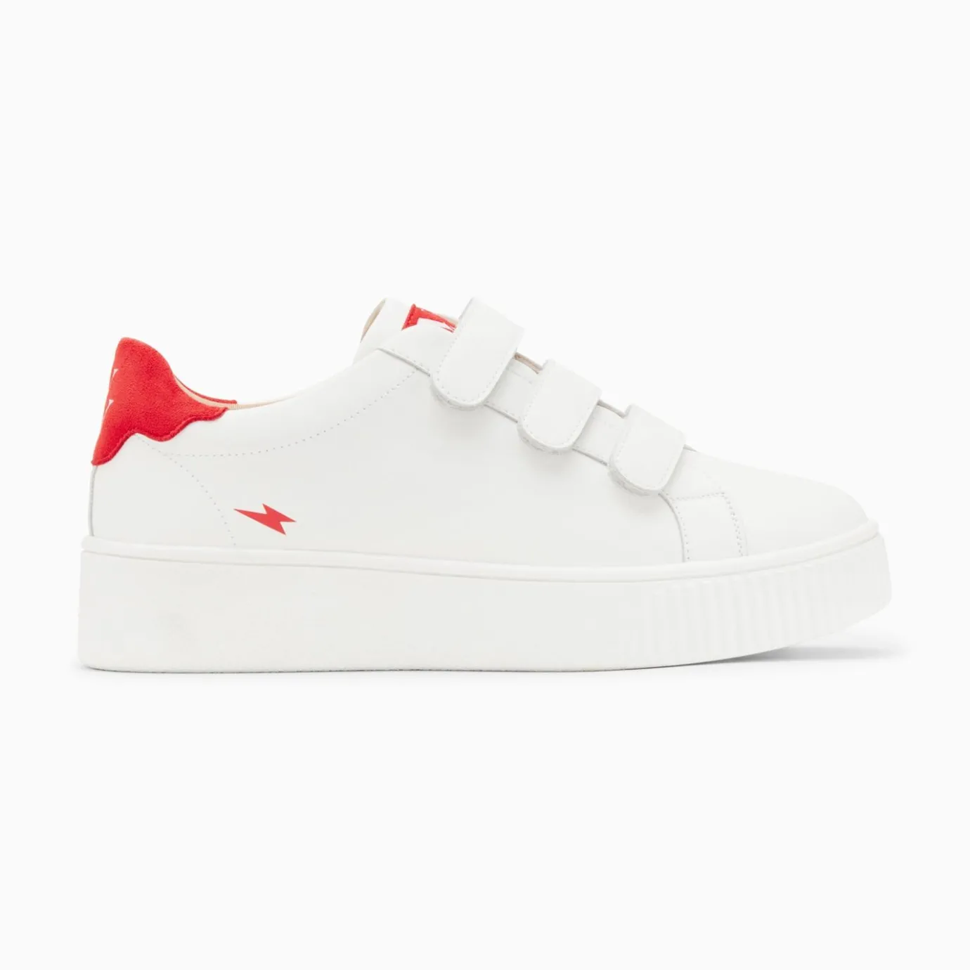 Vanessa Wu Sneakers | Baskets Mini Eclair Solange Blanc Et Rouge A Scratchs